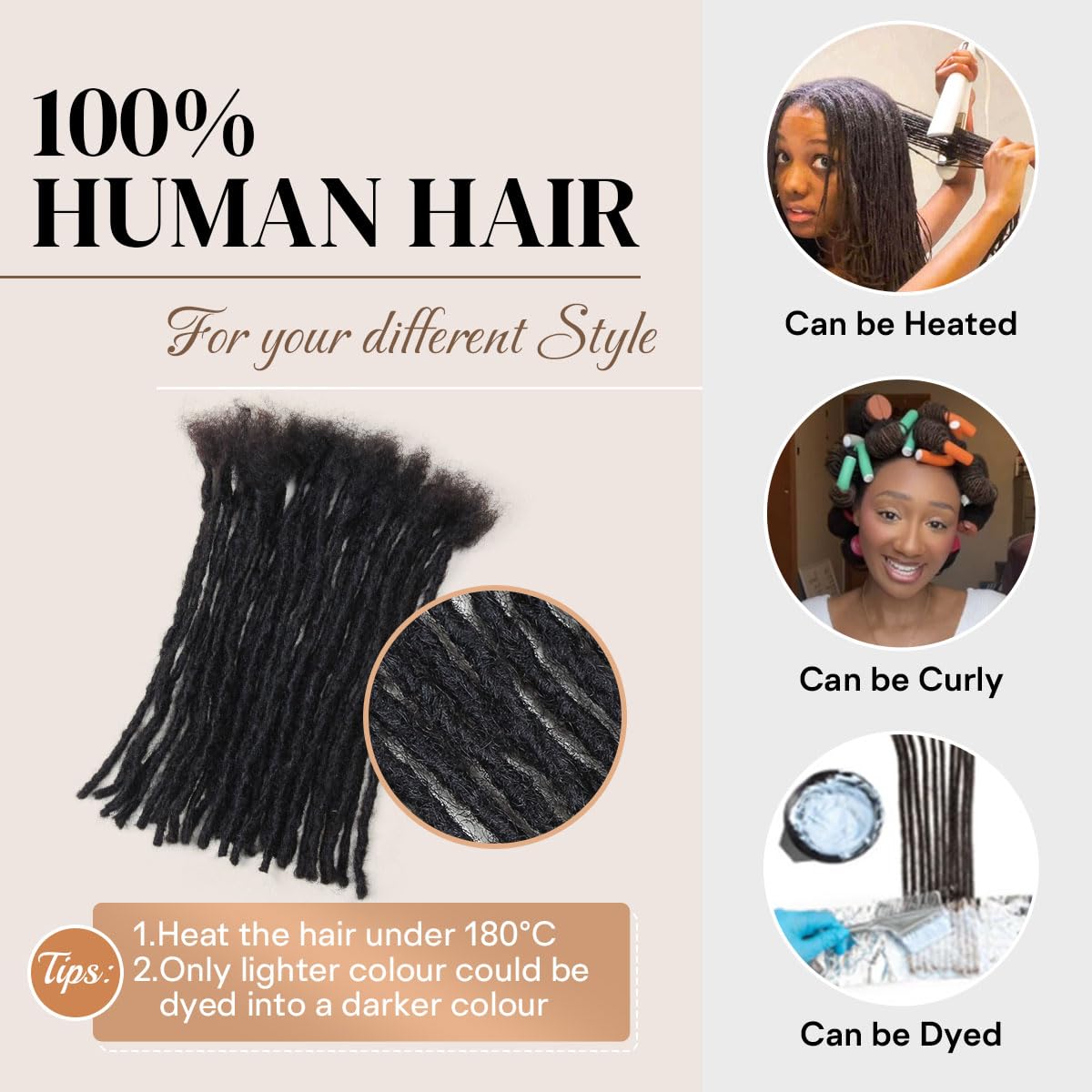 Detalle de Siphis Human Hair Loc Extensions, 10 Inch