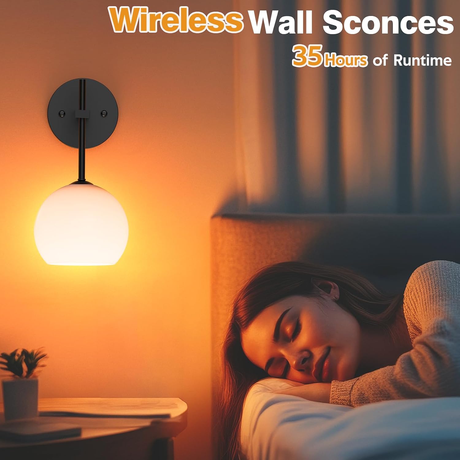 Detalle 2 de MOITA WS-001 Battery-Operated Wall Sconces, Set of 2 with Remote and RGB