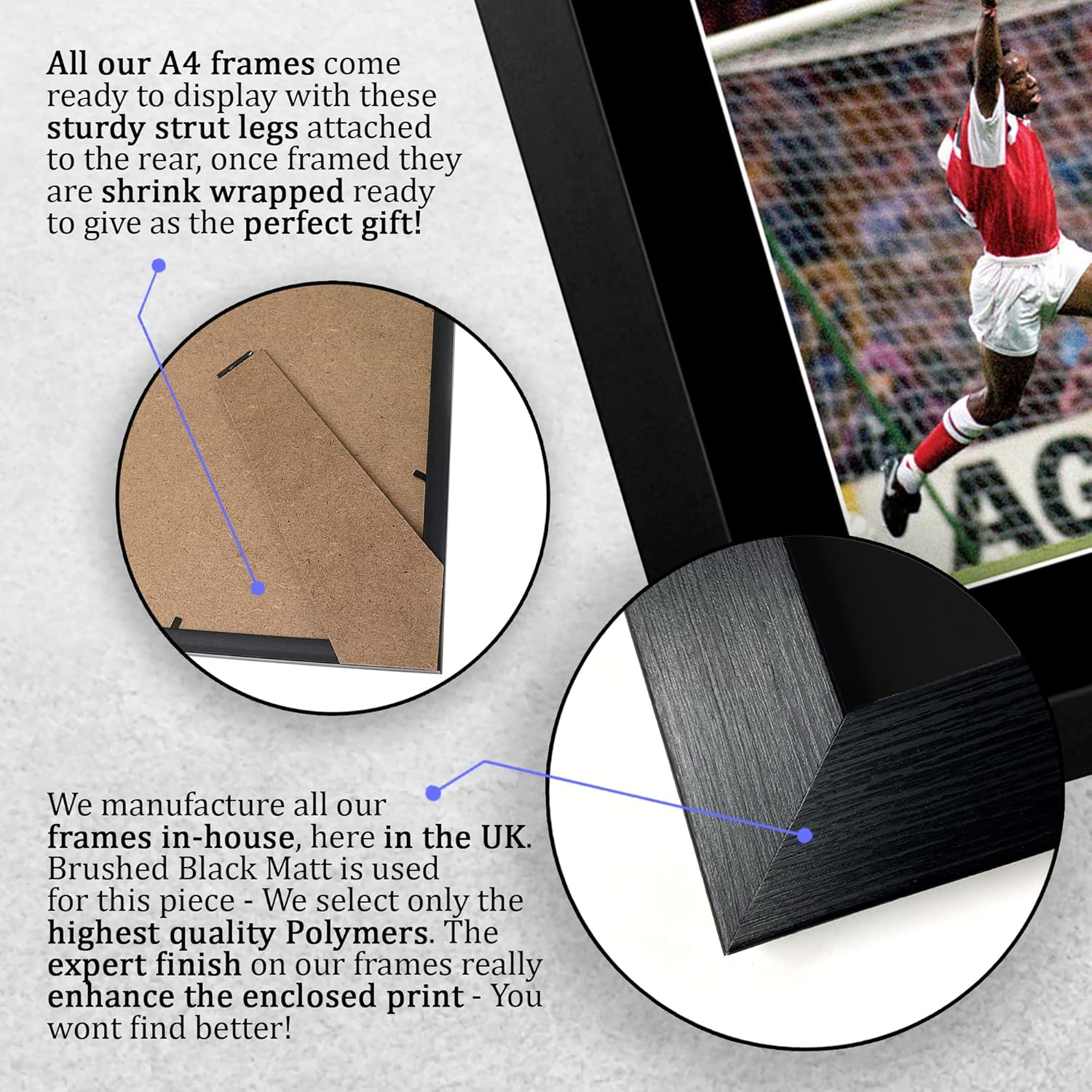 Thumbnail 6 de HWC Trading FR A4 Ian Wright framed signed autograph picture (A4)