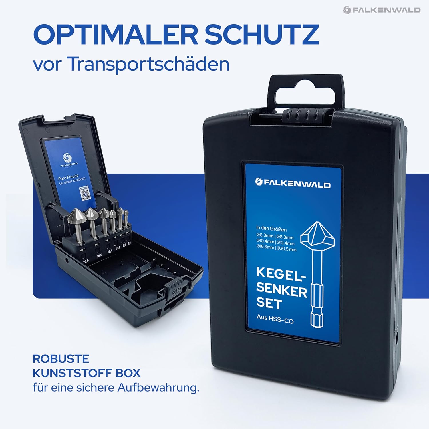 Thumbnail 6 de FALKENWALD Metallbohrer-Set HSS-Co M35 (19-teilig, 1–10 mm) mit 135° Kreuzanschliff & ProBox