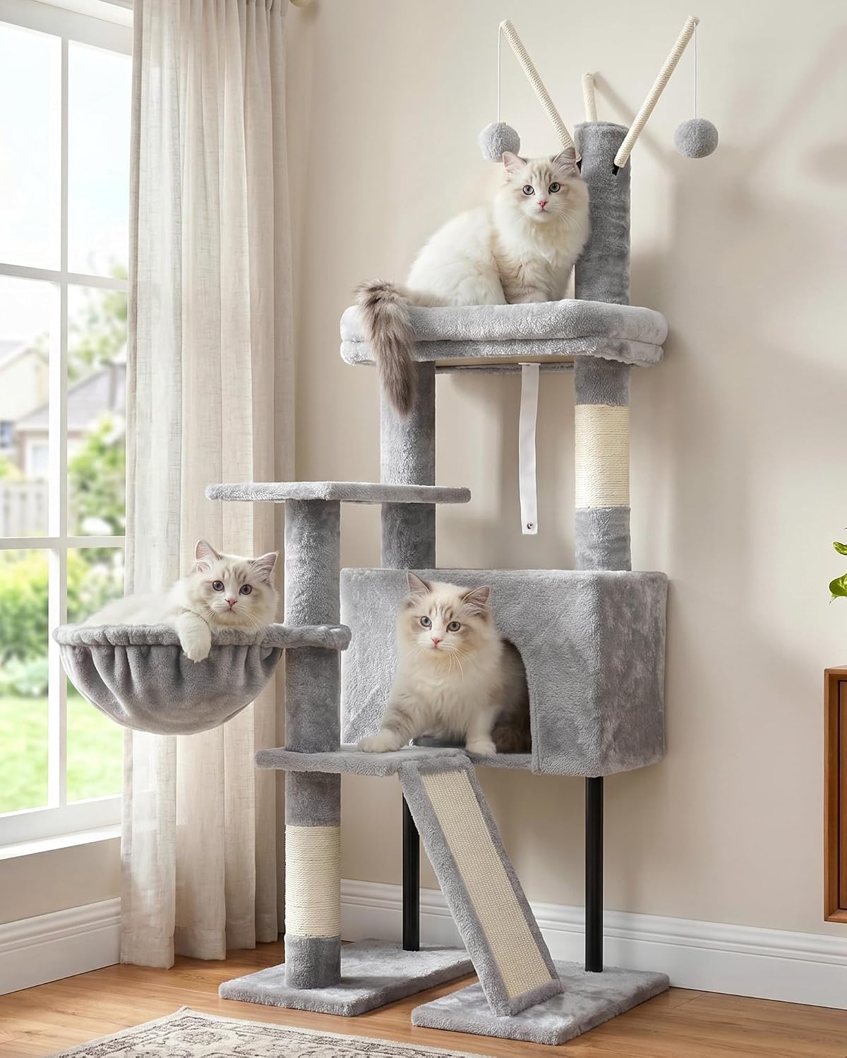 Detalle de Gitelsnour GCT006SW Cat Tree for Kittens, 4 Levels, Basket and Hanging Toys