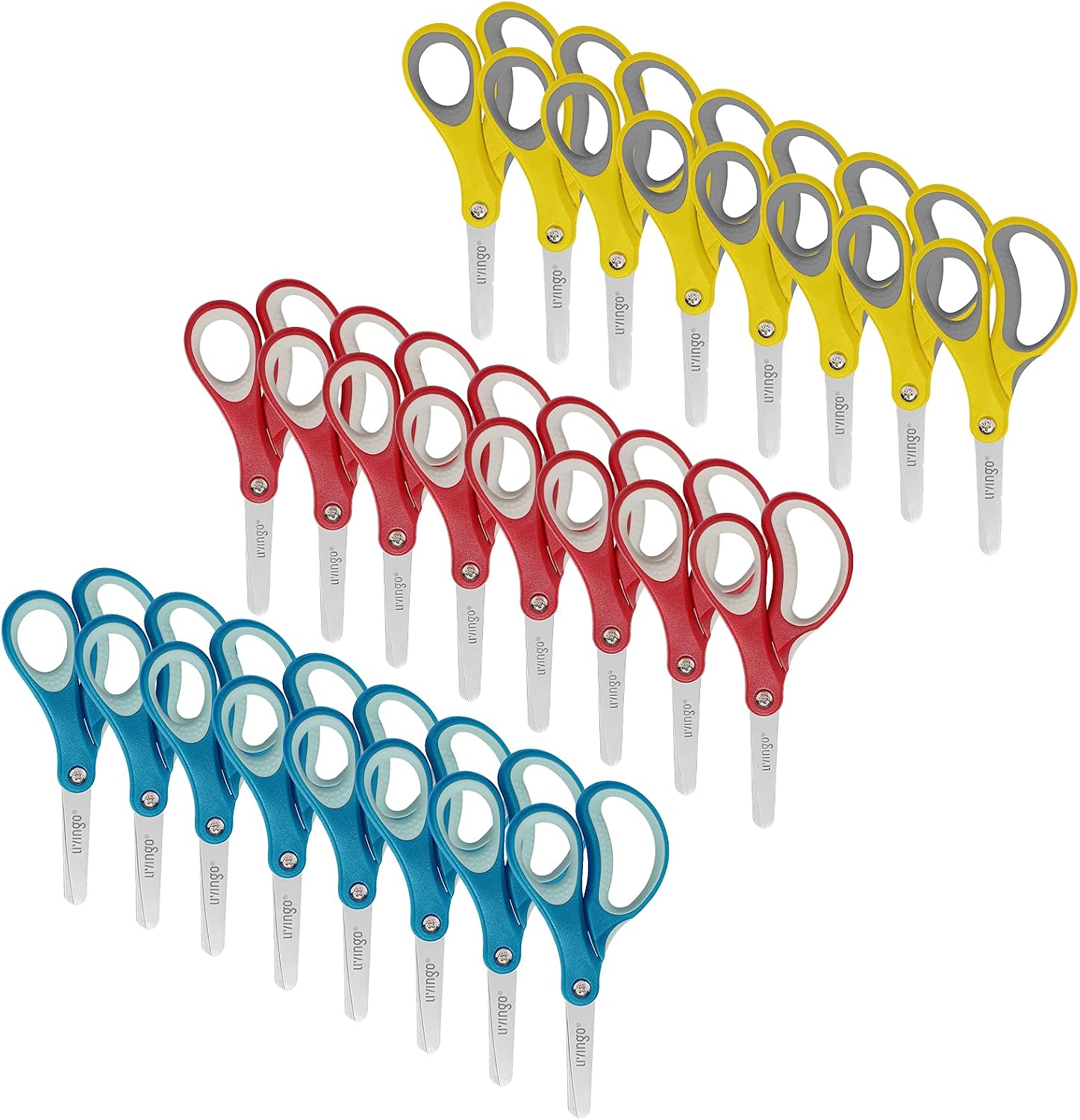 Detalle de LIVINGO CD24 Kids’ Safety Scissors, 24-Pack, 5-Inch Blunt-Tip