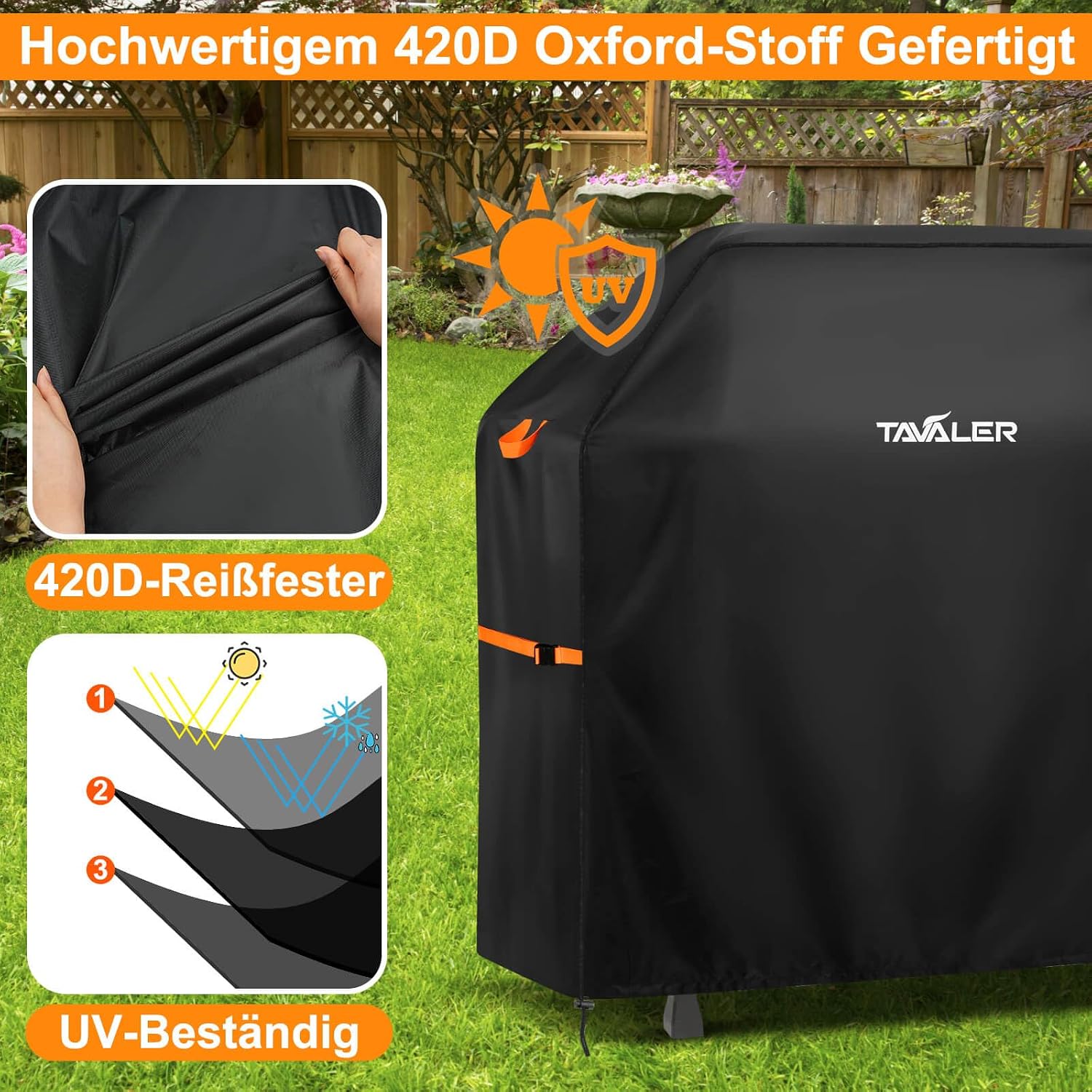 Detalle de Tavaler Grillabdeckung 120x60x120 cm Wetterfest