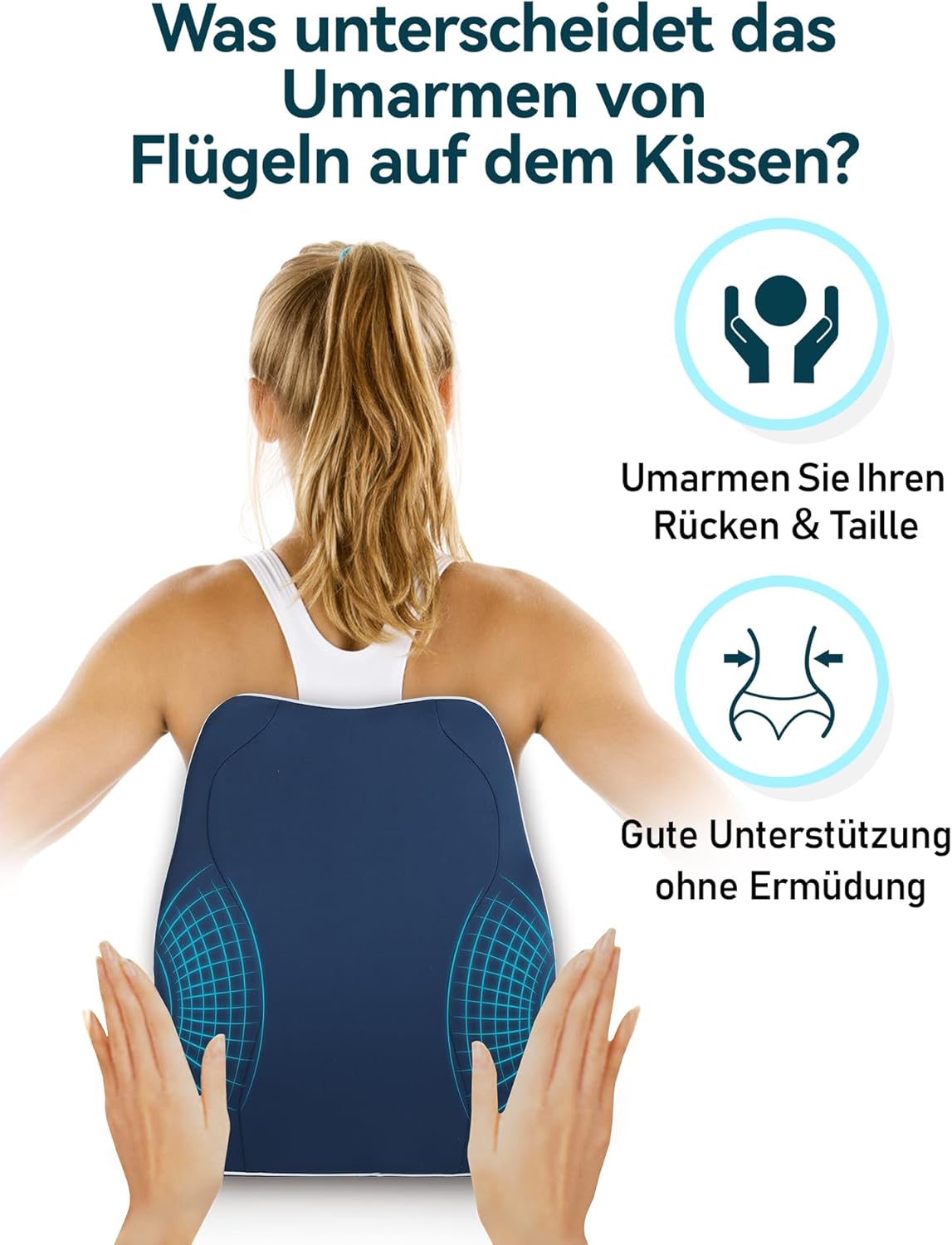 Thumbnail 1 de Travel Ease ergonomisches Rücken- & Lendenkissen aus Memory Foam (dunkelblau) für Bürostuhl und Auto