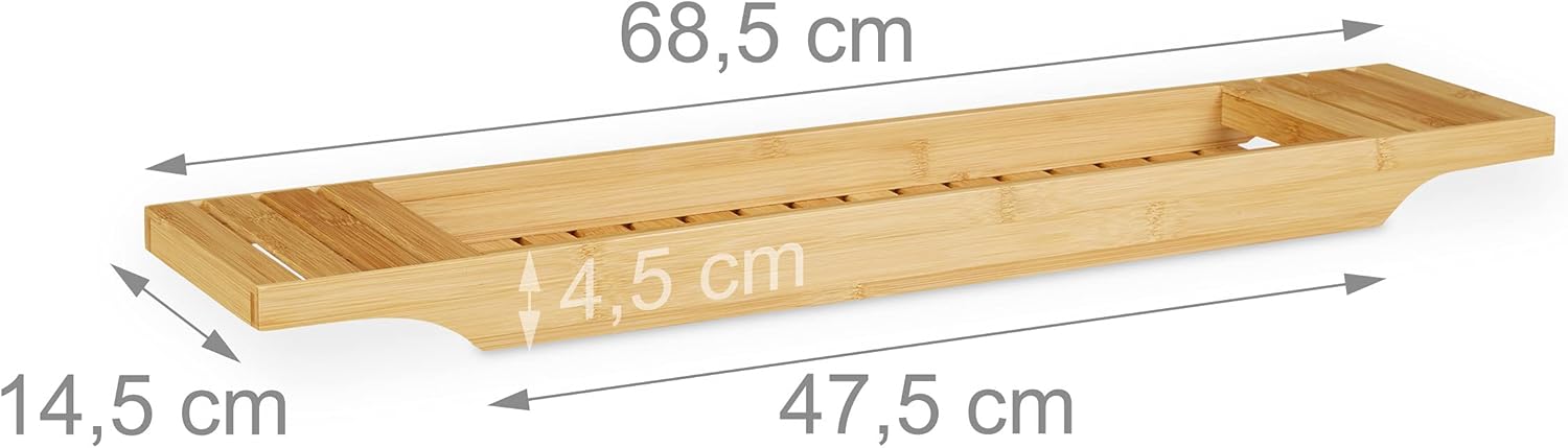 Thumbnail 3 de Relaxdays Pont de baignoire en bambou – Plateau de bain 68,5 cm