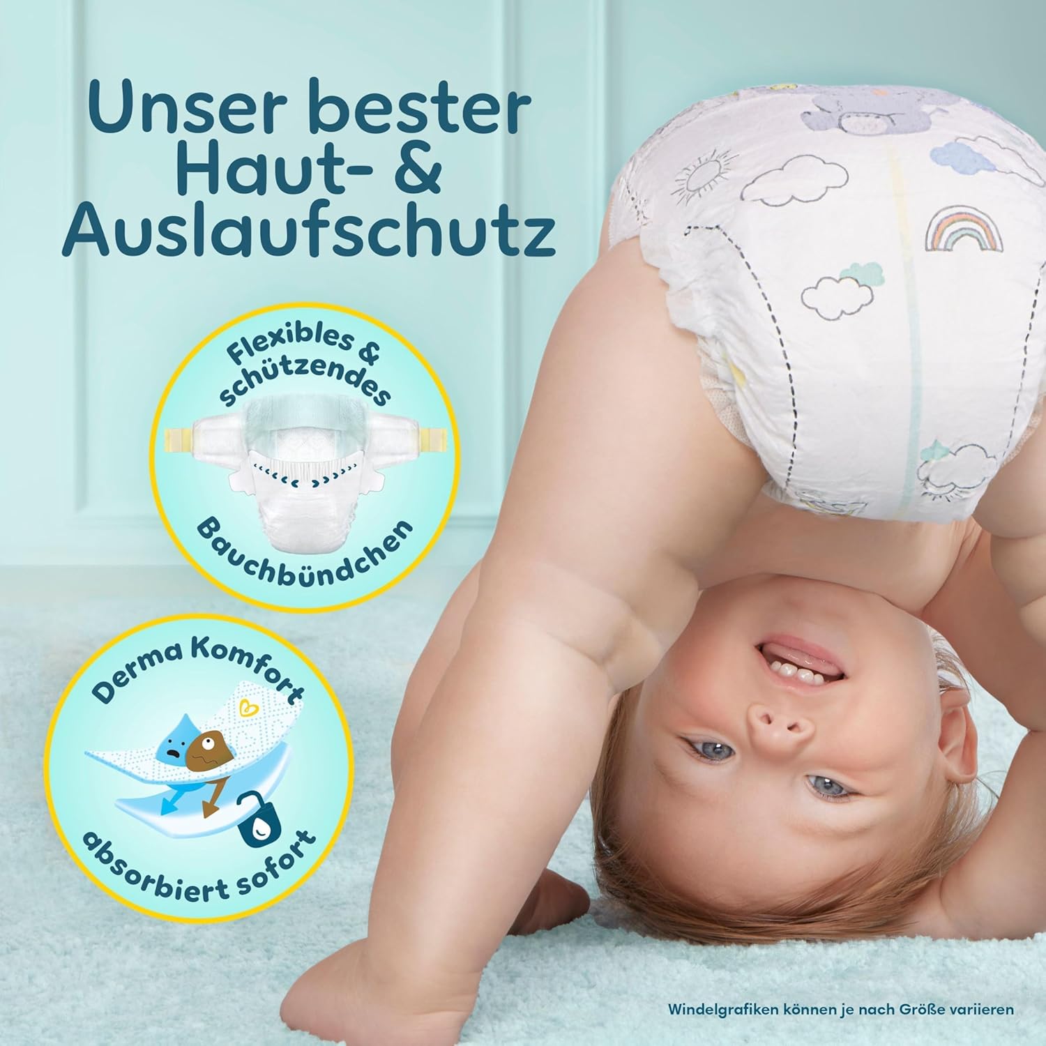 Detalle de Pampers Premium Protection Größe 6 – 168 Windeln (13–18 kg) für Haut- und Auslaufschutz