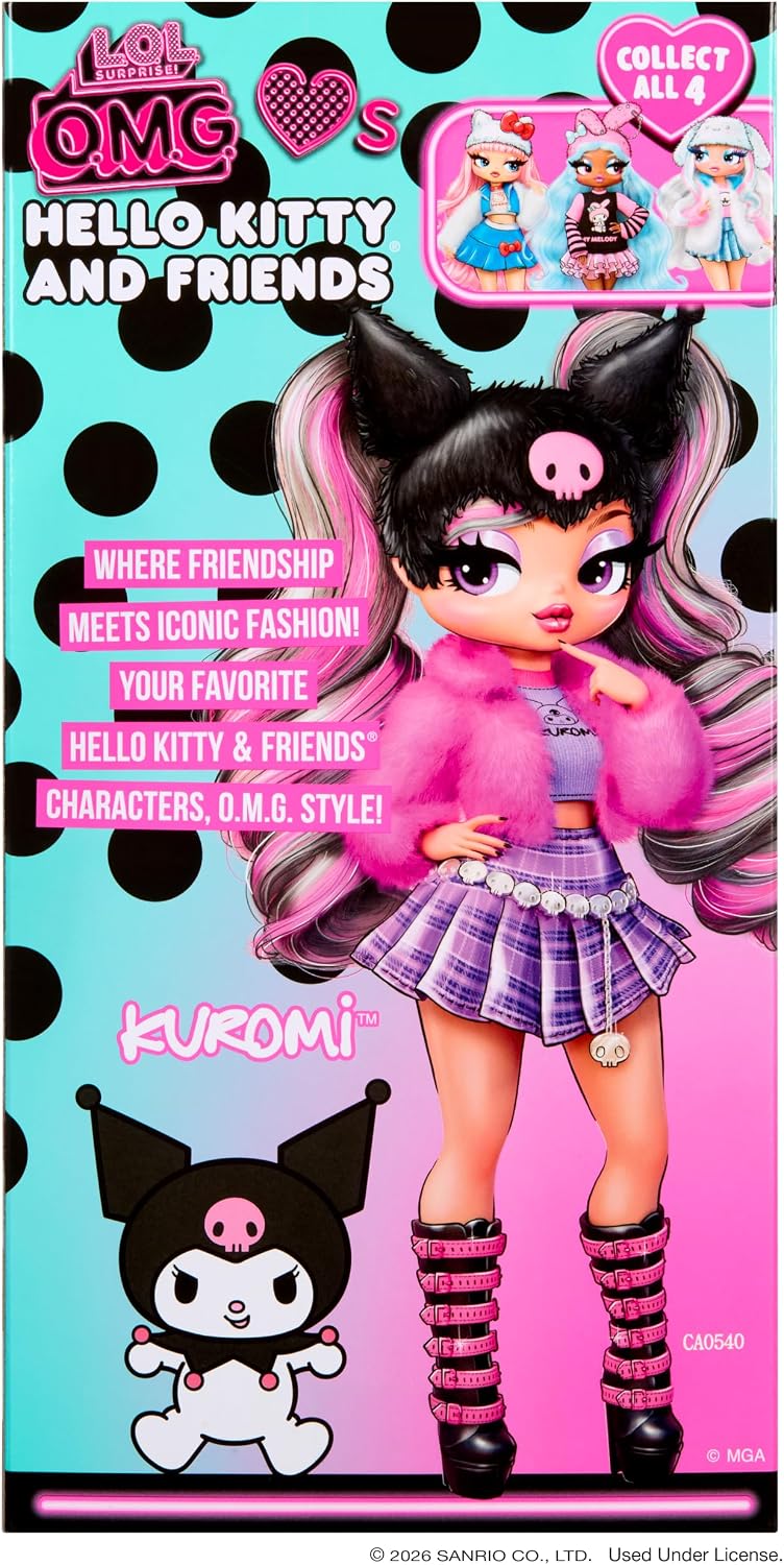 Detalle de L.O.L. Surprise! OMG Kuromi-modepop met borstelbaar haar en accessoires