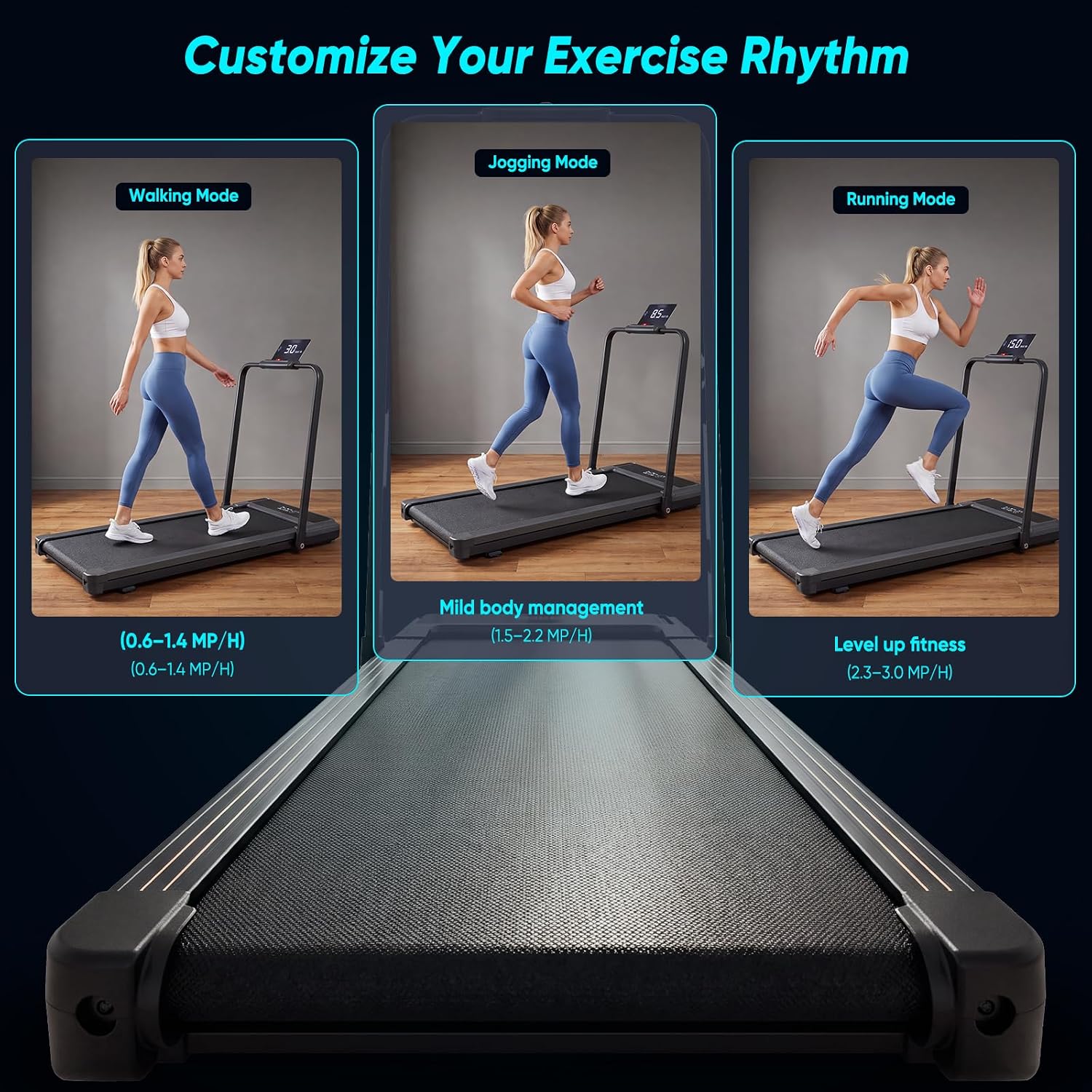 Detalle de NEWBULIG PBJ-FS01 Walking Pad Treadmill with Handle Bar and LED Display