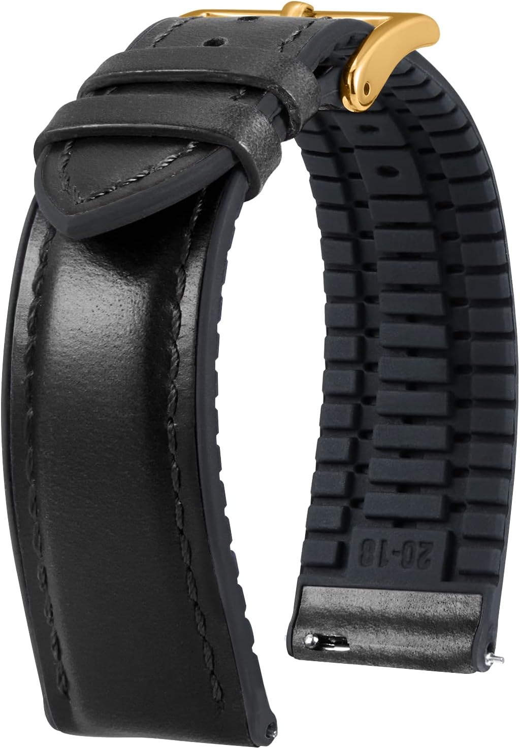 Thumbnail 6 de BINLUN oil wax leather + silicone hybrid watch strap (14mm–22mm) with quick-release bars