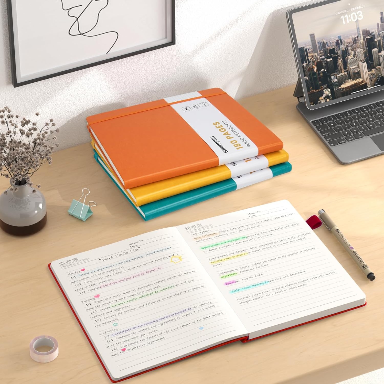 Thumbnail 6 de Smarpau A4 Notebook 180 Pages Hardback – Red Leather Journal