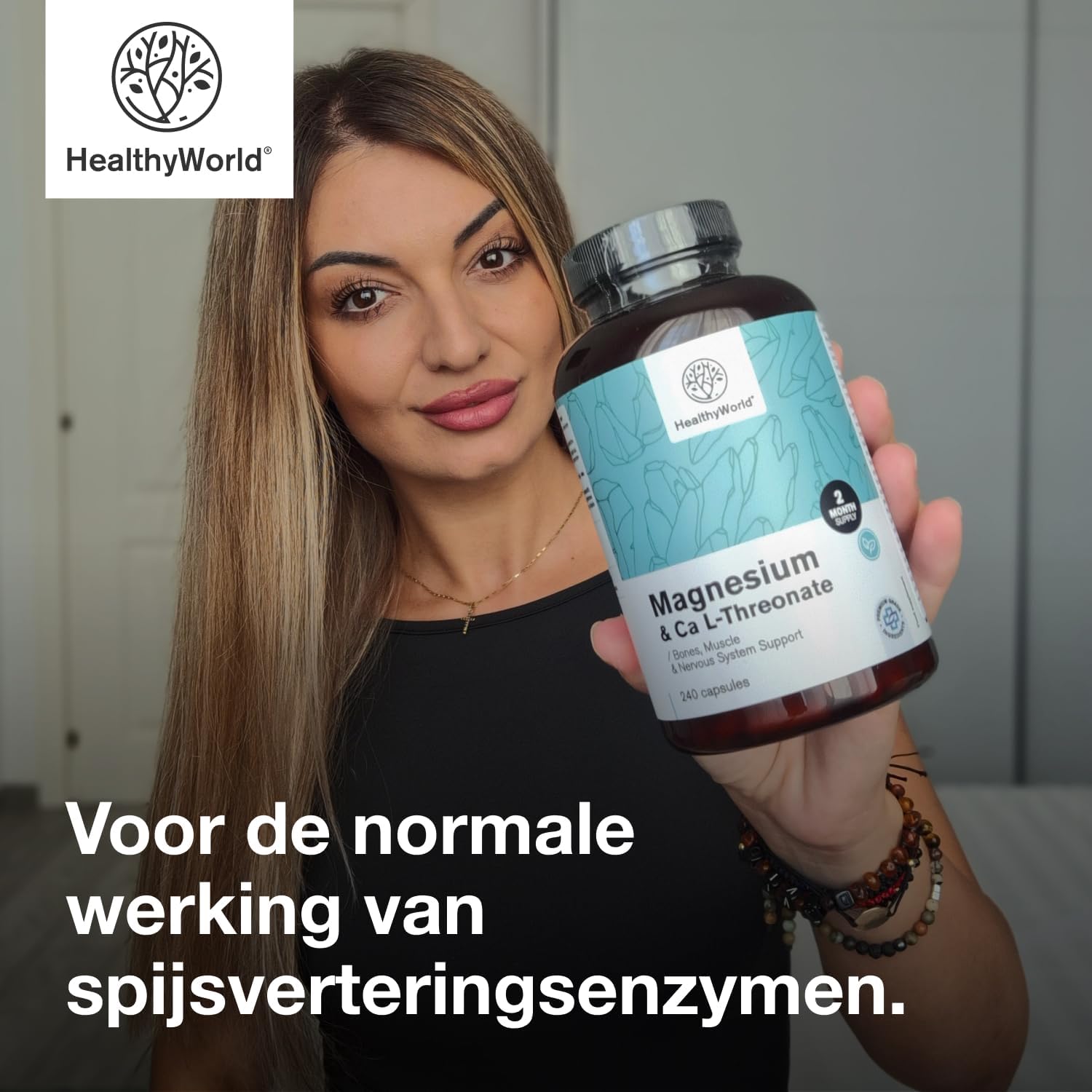 Thumbnail 5 de HealthyWorld Magnesium + Calcium L-Threonaat, 240 capsules met citraat en bisglycinaat