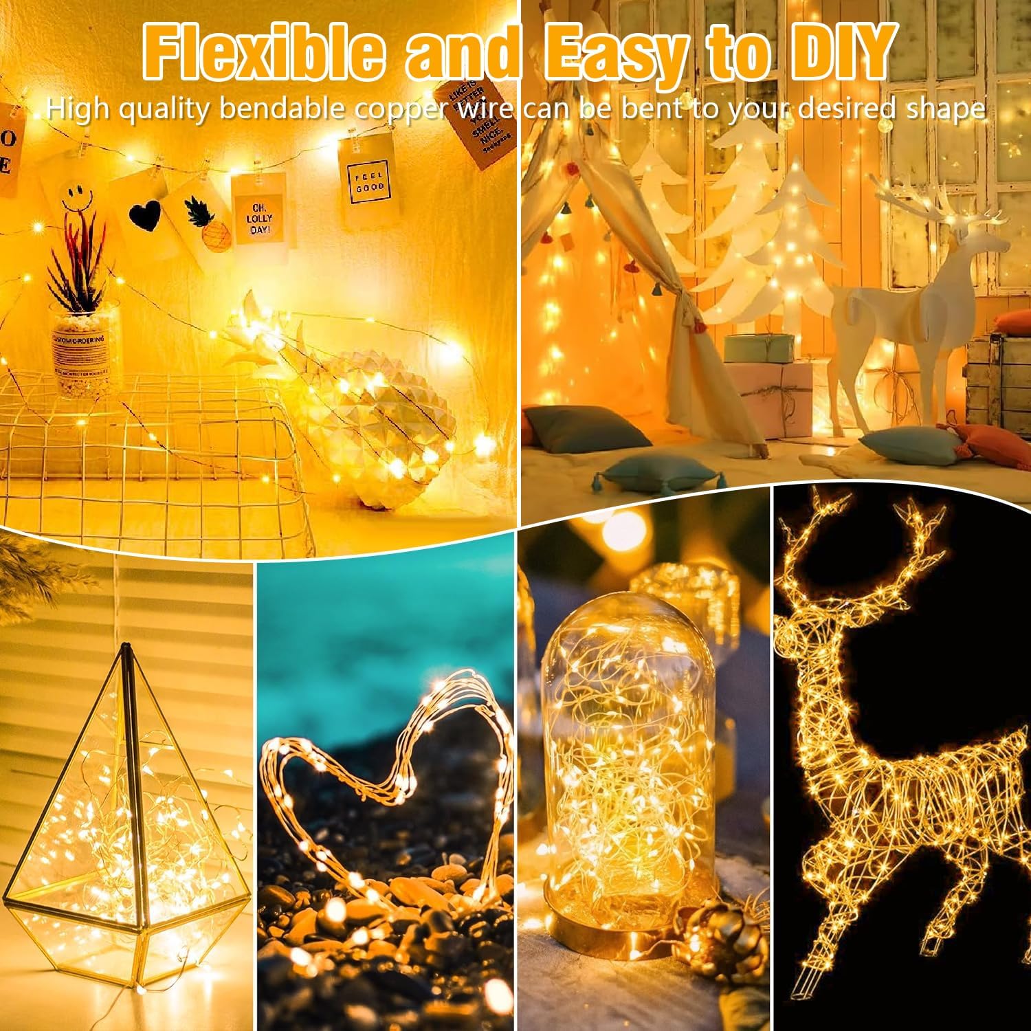 Detalle de Tasodin xyx070801 LED Fairy Lights, 16.4 ft, Warm White, Waterproof