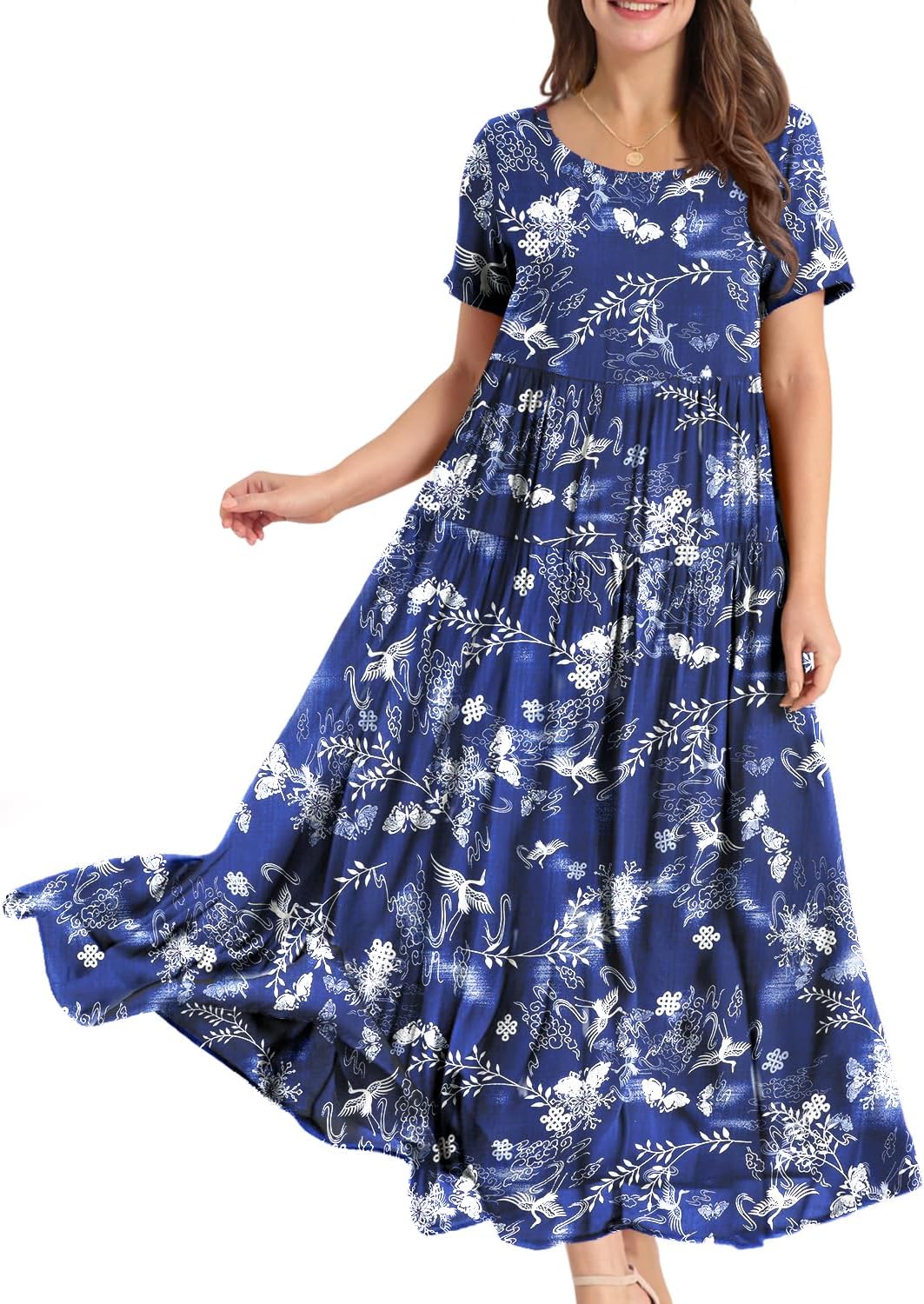 Thumbnail 6 de YESNO Women Dresses: Casual Plus Size Bohemian Floral Maxi Dress with Pockets