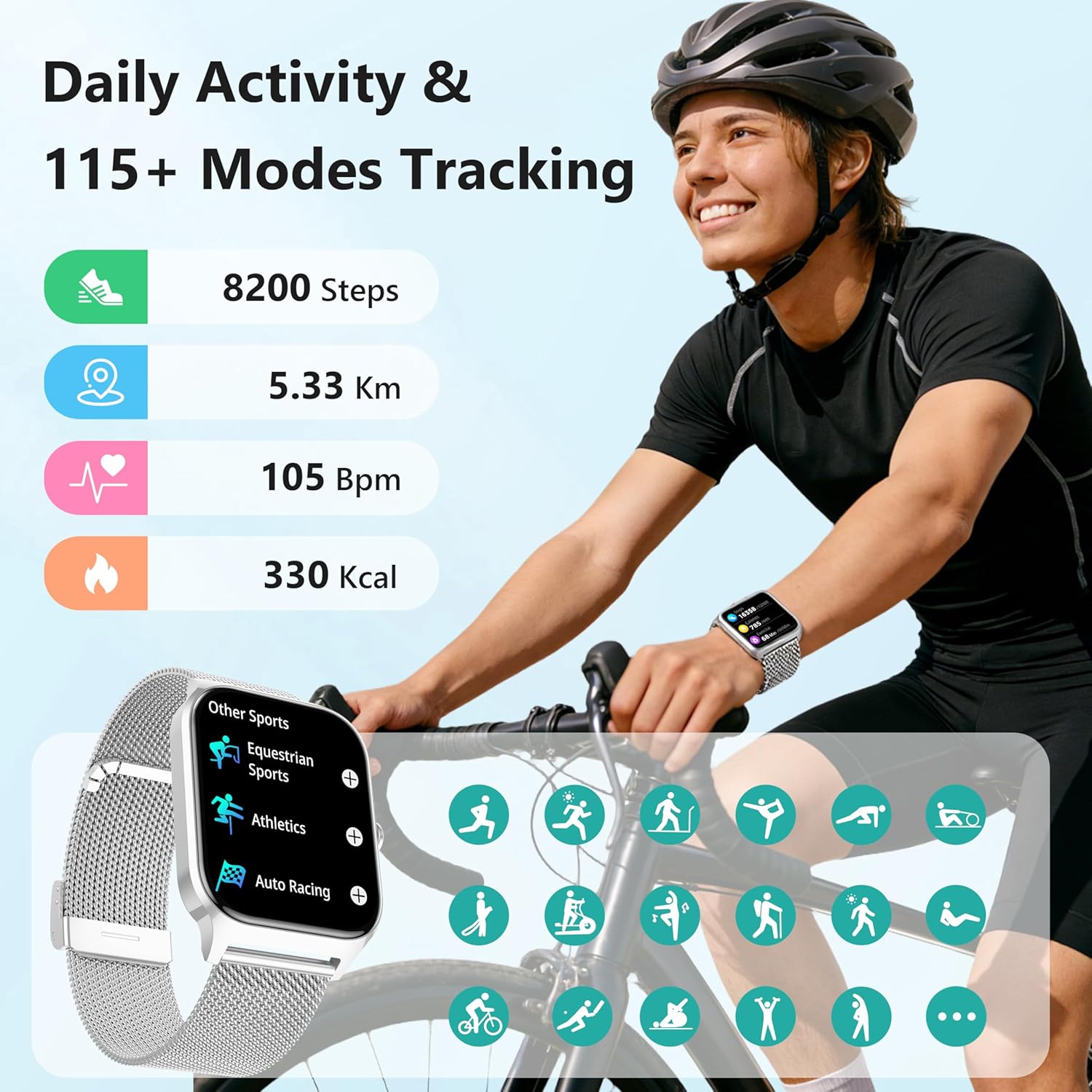 Thumbnail 5 de Smart Watch 1.85" with Health Tracking, 110+ Sports Modes and Hands‑free Calling