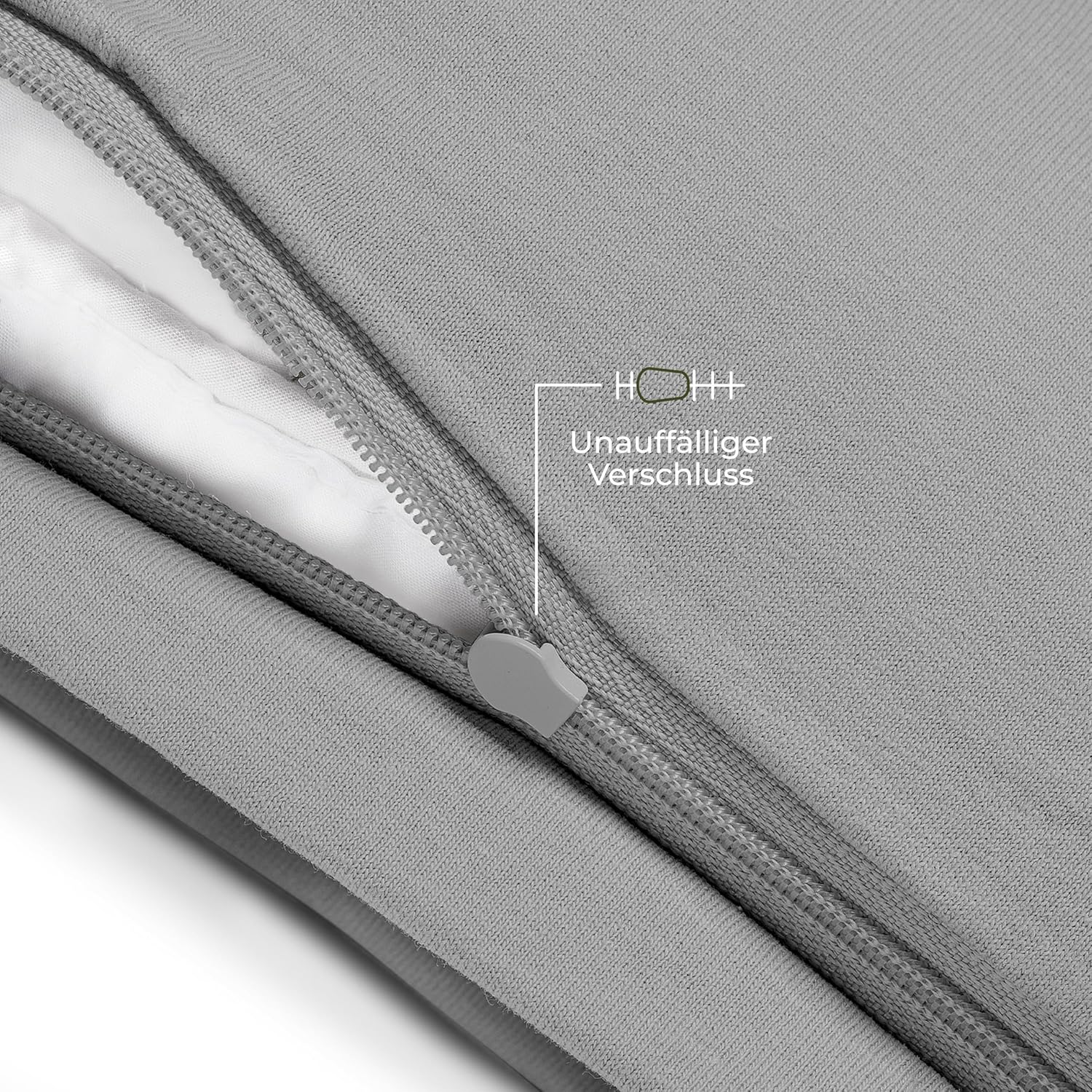 Thumbnail 3 de Dreamzie Kissenbezug aus 100% Bio-Baumwolle (40x60 cm) – 2er Set mit Reißverschluss, grau, Oeko-Tex