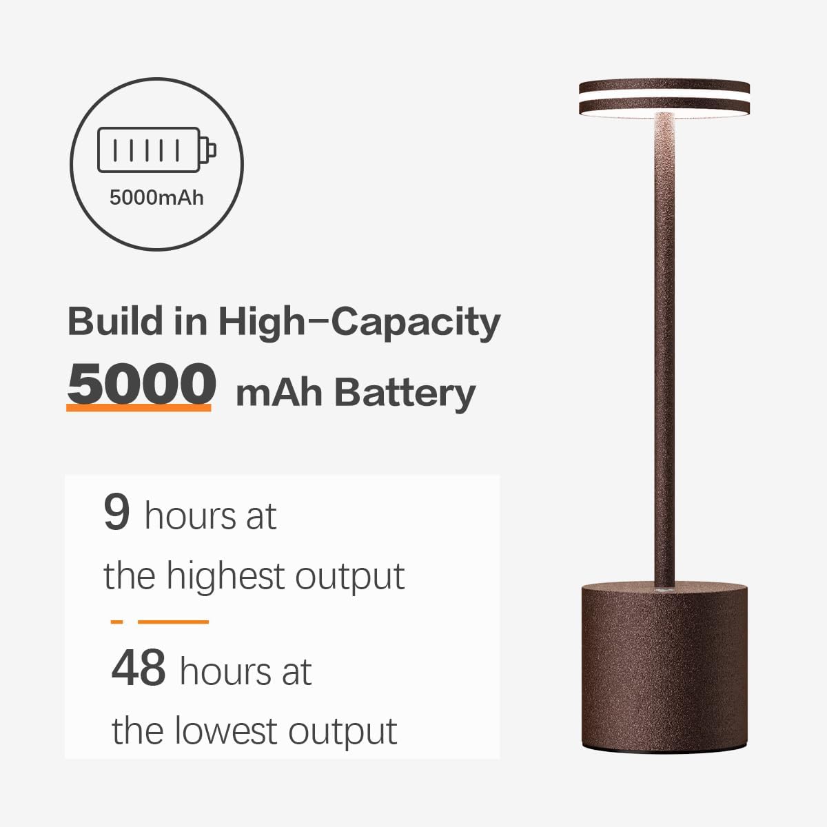 Detalle 2 de Hapfish Lampara de Mesa LED recargable 5000mAh