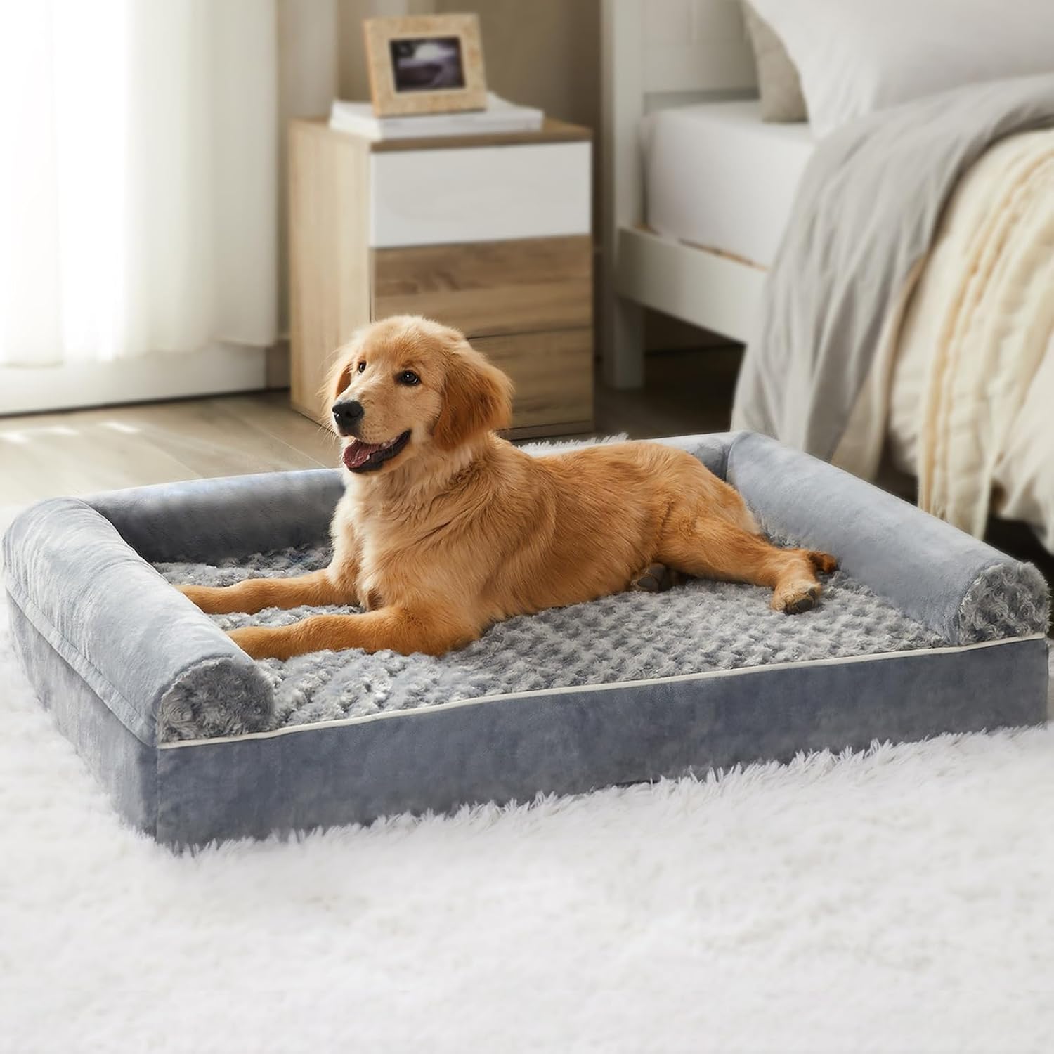 Detalle de BFPETHOME Large Dog Bed Orthopedic Memory Foam
