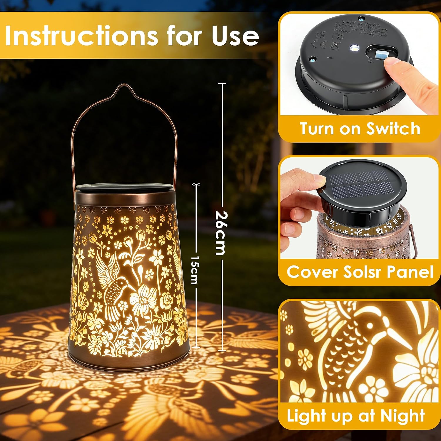 Thumbnail 2 de Solar Lanterns for Outside 4 Pack: Butterfly Garden Lights for Patio, IP65 Waterproof Outdoor Decor