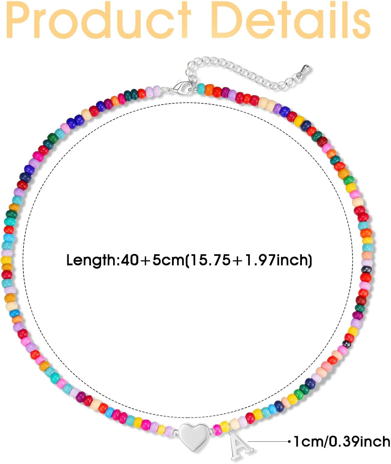 Thumbnail 5 de Miss Chipmunk bunte Perlenkette mit Initial-Charm – Initial-Halskette als Choker