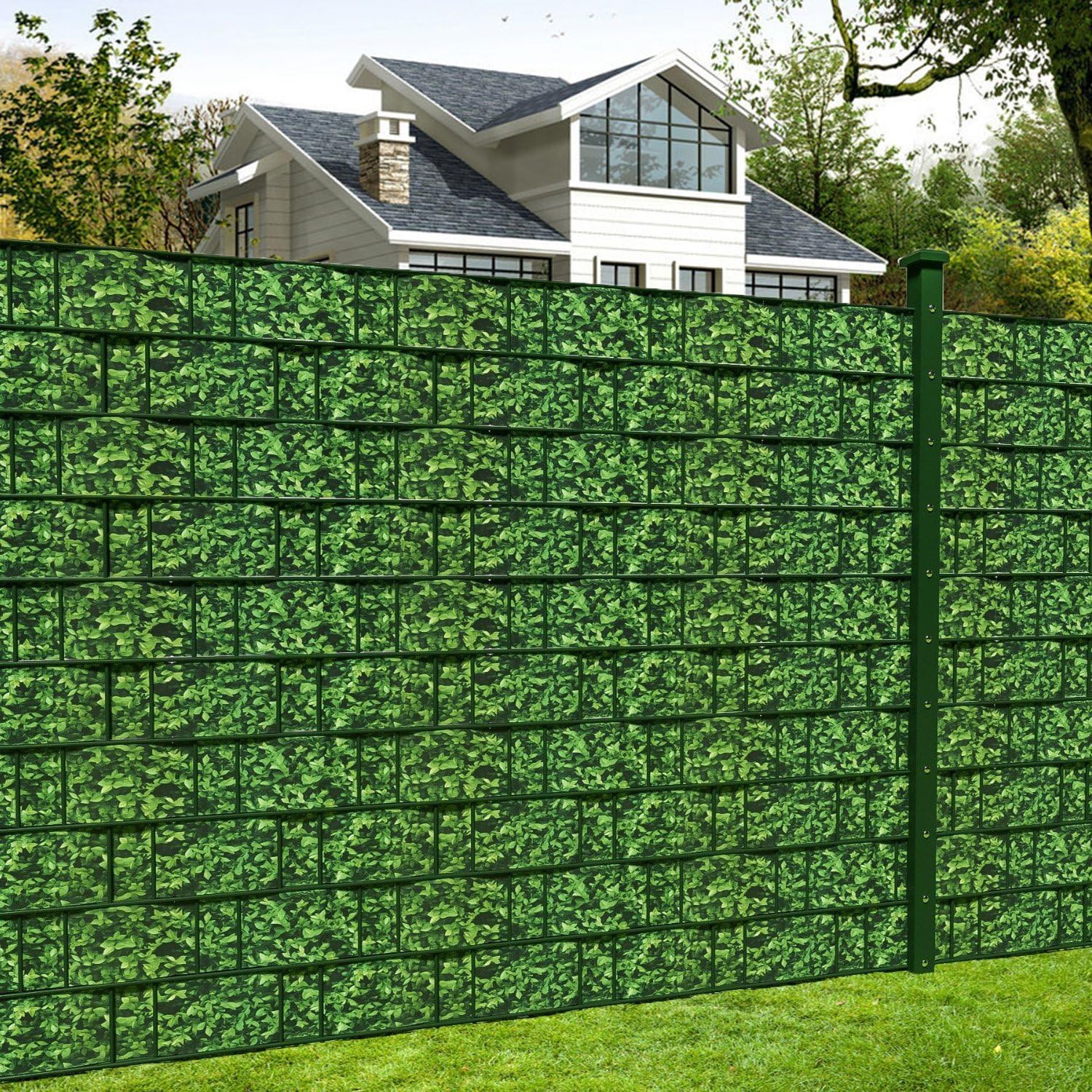 Detalle de Naimorui PVC Sichtschutzfolie Sichtschutzstreifen 19 cm x 35 m für Doppelstabmattenzaun inkl. 20 Clips