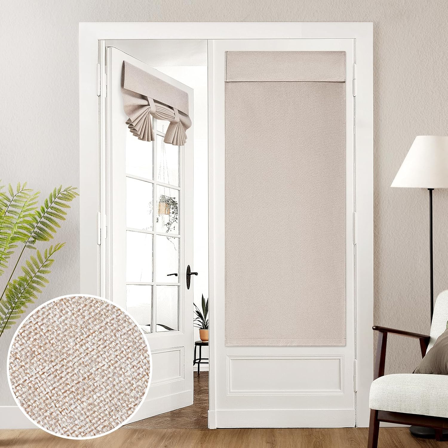 Detalle de HOMEIDEAS Linen Blackout French Door Curtain 26x68