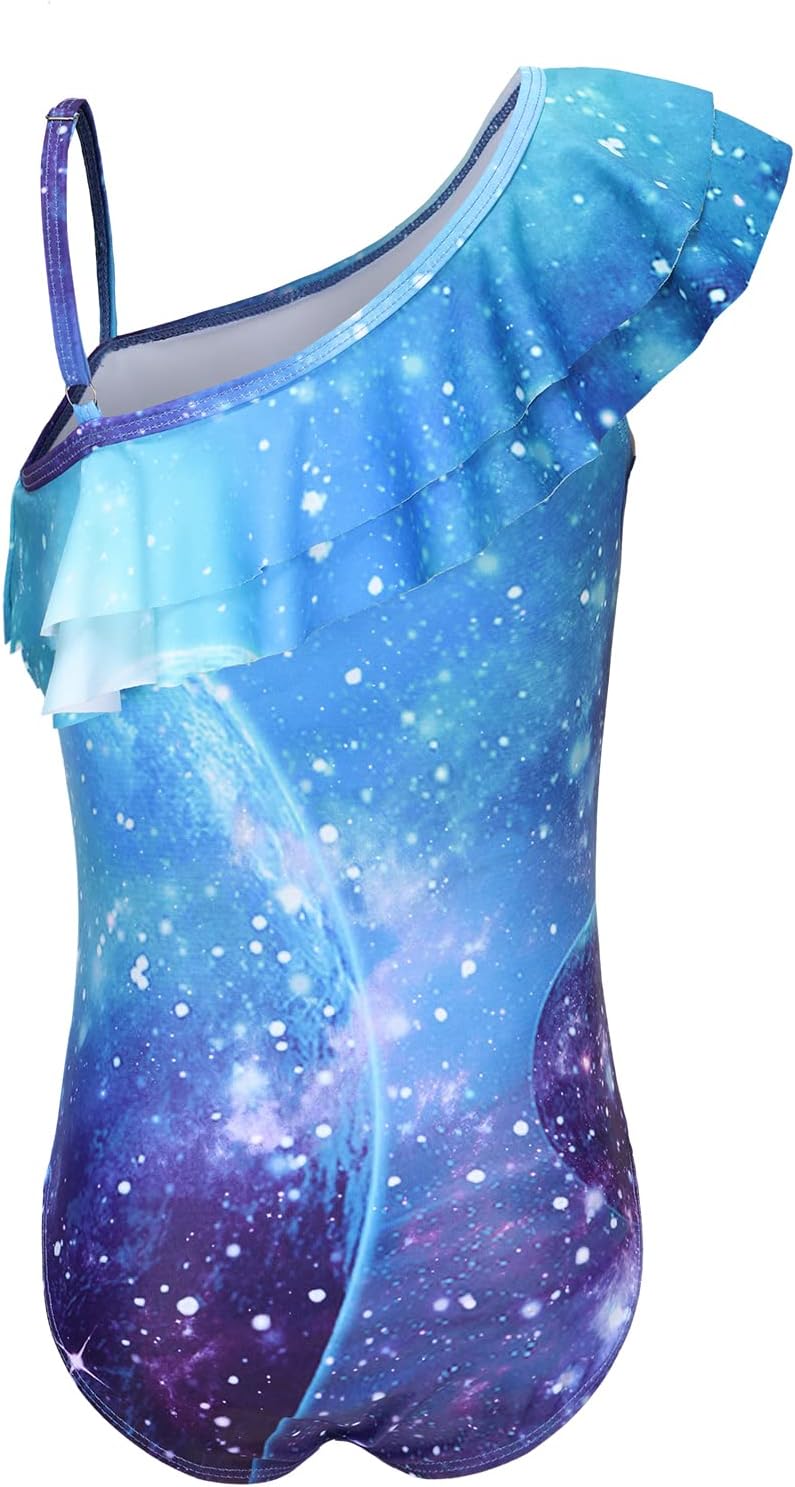 Thumbnail 1 de Aisyee Girls One-Shoulder Ruffle Mermaid-Style Swimsuit (3–16 Years)