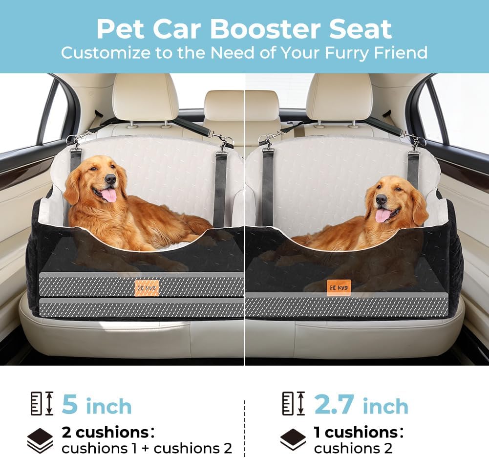 Detalle de KYG Dog Car Seat for Back Seat – 2-in-1 Booster Pad & Washable, for Medium to Large Dogs