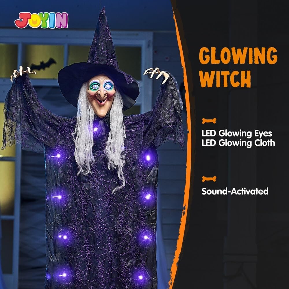 Detalle 2 de JOYIN 11501 72-Inch Hanging Halloween Witch with Lights and Sound Activation