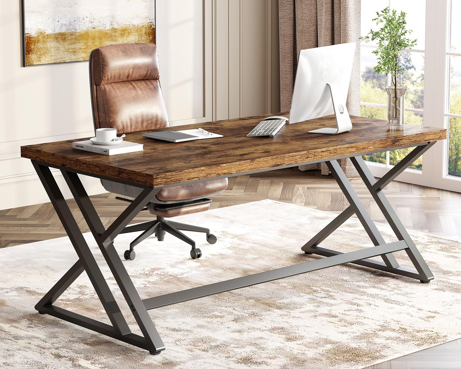 Thumbnail 3 de LVB scrivania rustica per computer in legno e metallo dallo stile industriale