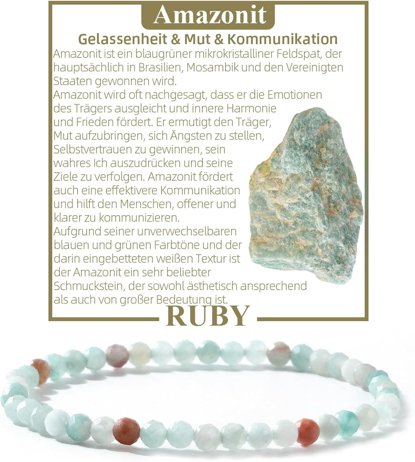 Detalle de RUBY Perlenarmband Damen 4 mm đ
