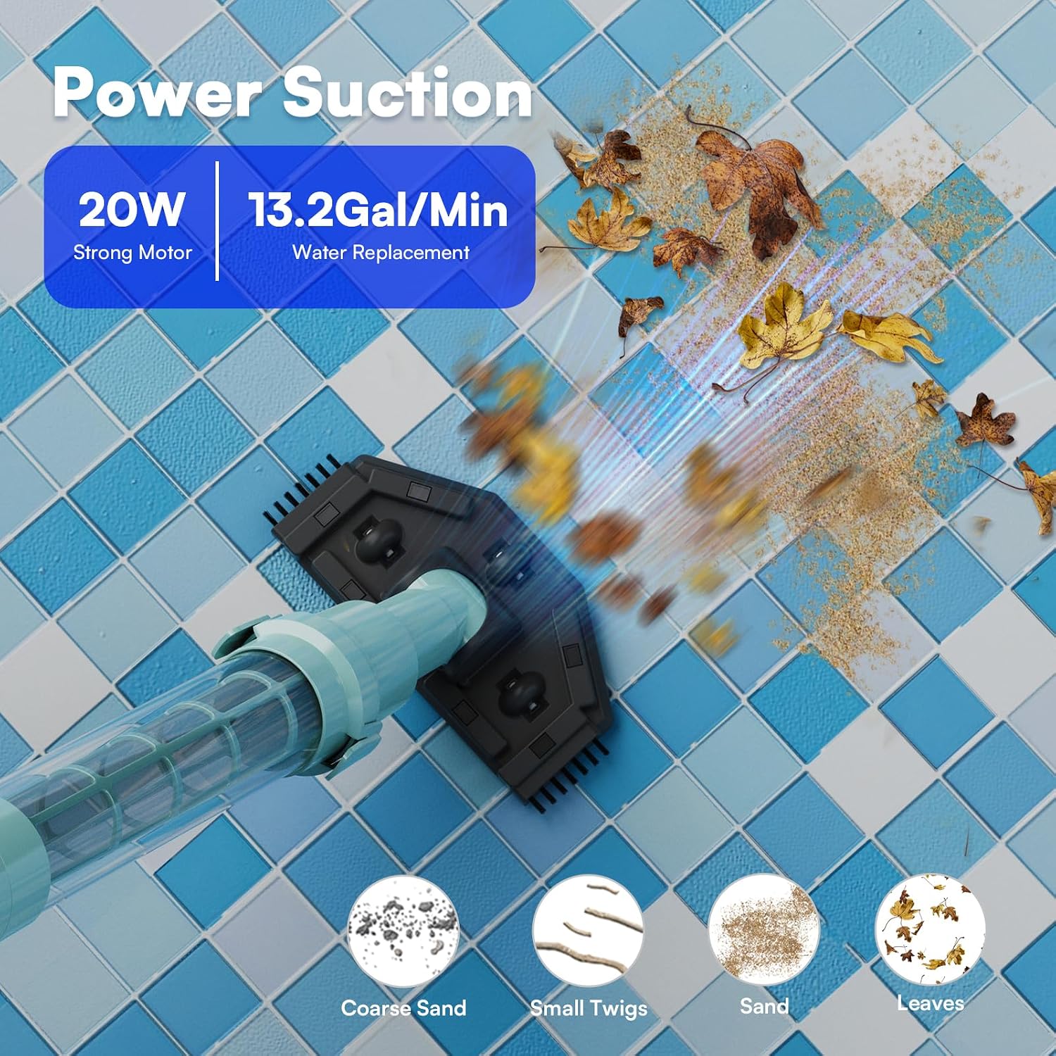 Detalle de PoolMr Handheld Spa Hot Tub Vacuum — Cordless, Dual Brush Heads, 90-Min Run Time