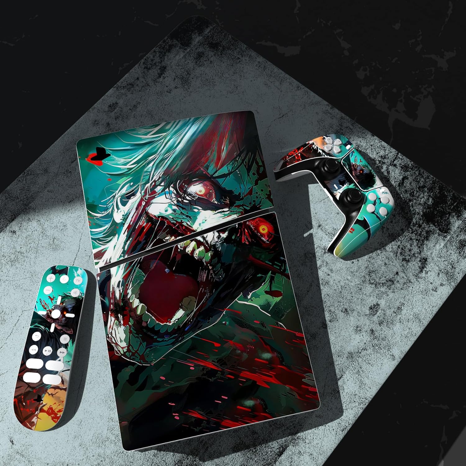 Detalle de PlayVital Full Set Skin Sticker for PS5 Slim Digital Edition — Raging Zombie