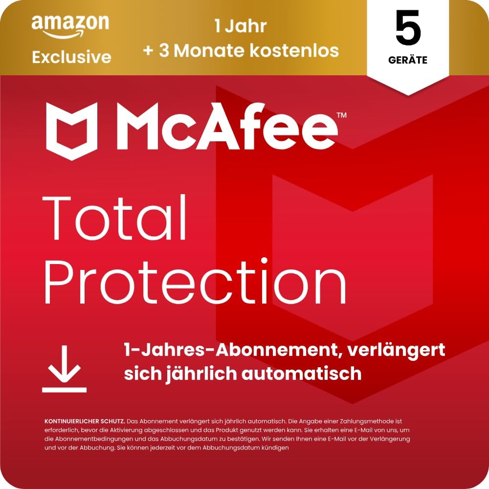 Detalle de McAfee Total Protection 2026 (5 Geräte) – 15 Monate Amazon Exklusiv