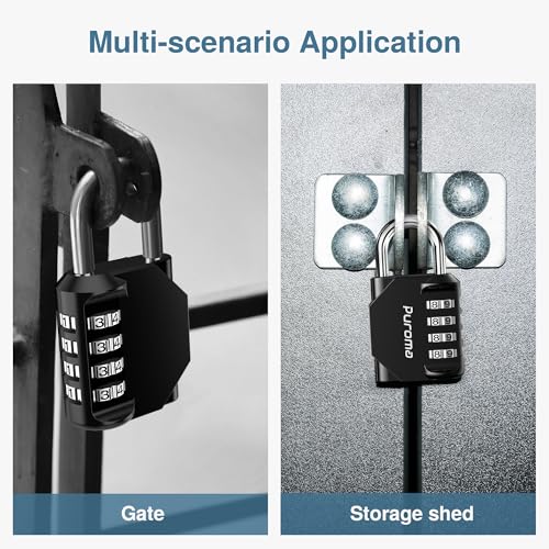 Detalle 2 de Puroma 2 Pack Combination Lock Locker 4 Digits – Durable, Weatherproof Padlocks for Gym, School & More