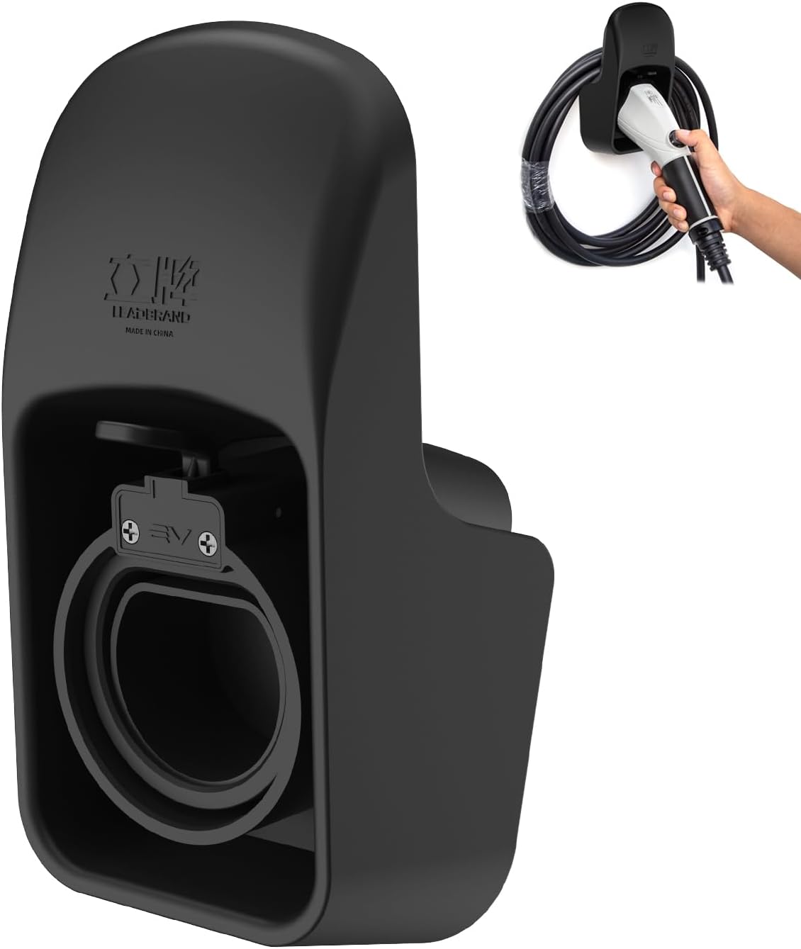 Detalle de leadstand Universal Type 2 EV Charger Holder – Heavy-Duty Wall Mounted Cable Organiser (Black)
