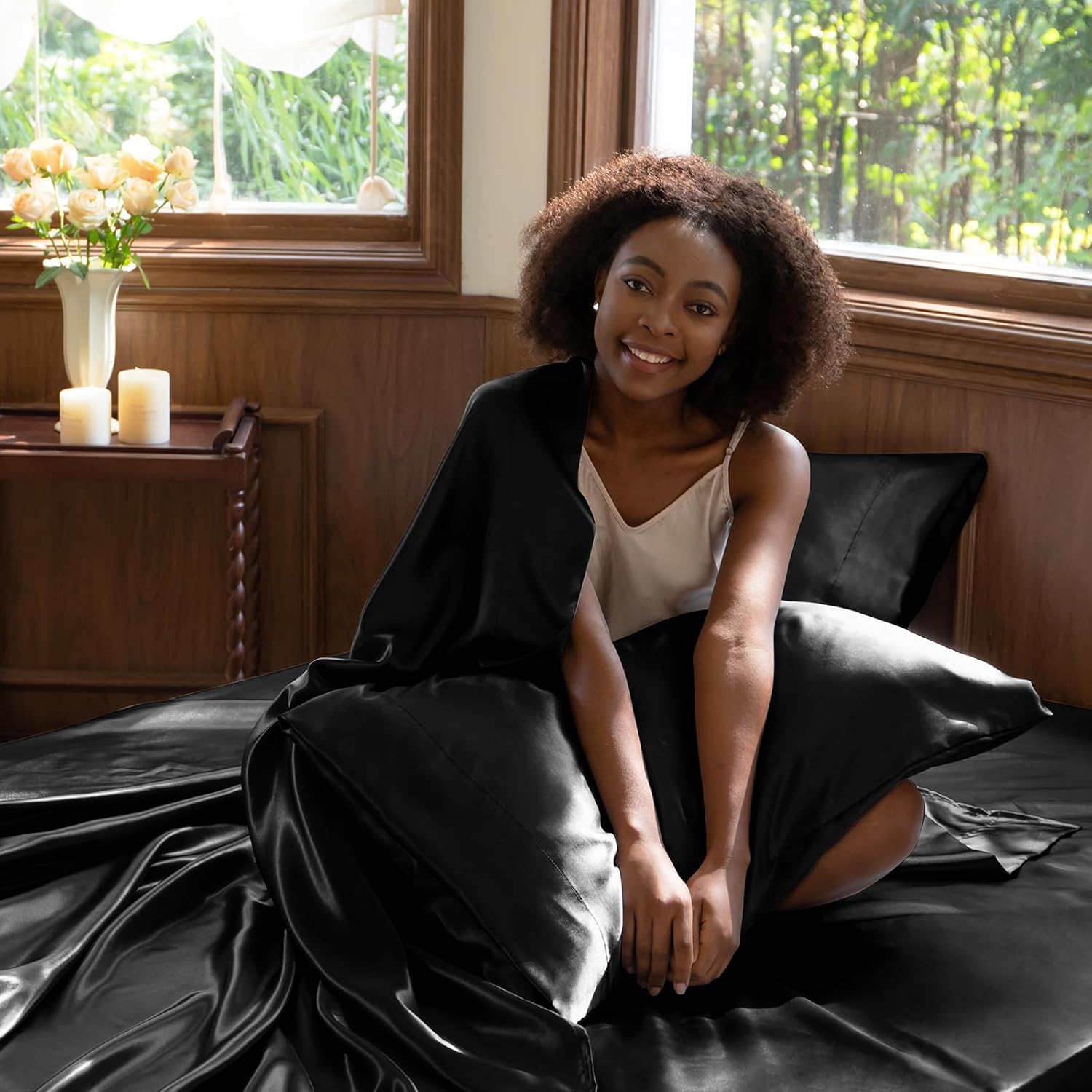 Thumbnail 4 de CozyLux Satin Sheets Queen Set 4pc