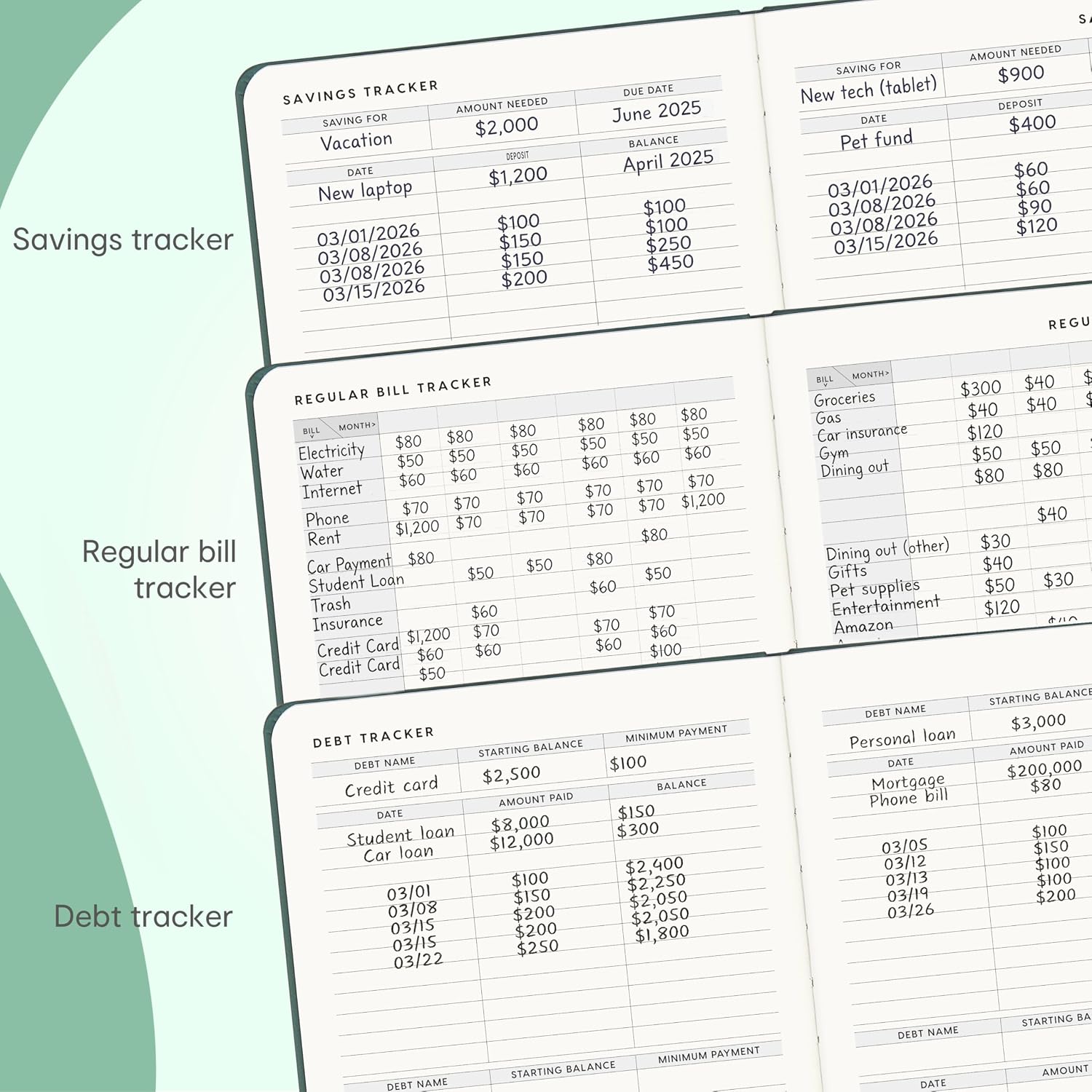 Detalle 1 de &And Per Se BUD-01 A5 Budget Planner, Undated 16-Month Expense Tracker