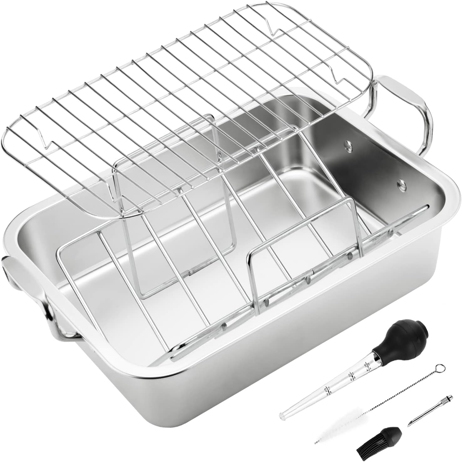 Detalle 2 de 15 Inch Stainless Steel Roasting Pan for 20lb Turkey