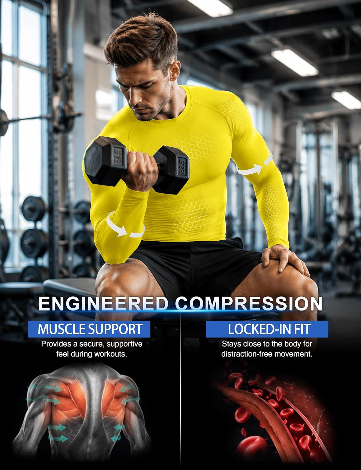 Detalle de Roadbox Men's Compression Shirt Long Sleeve