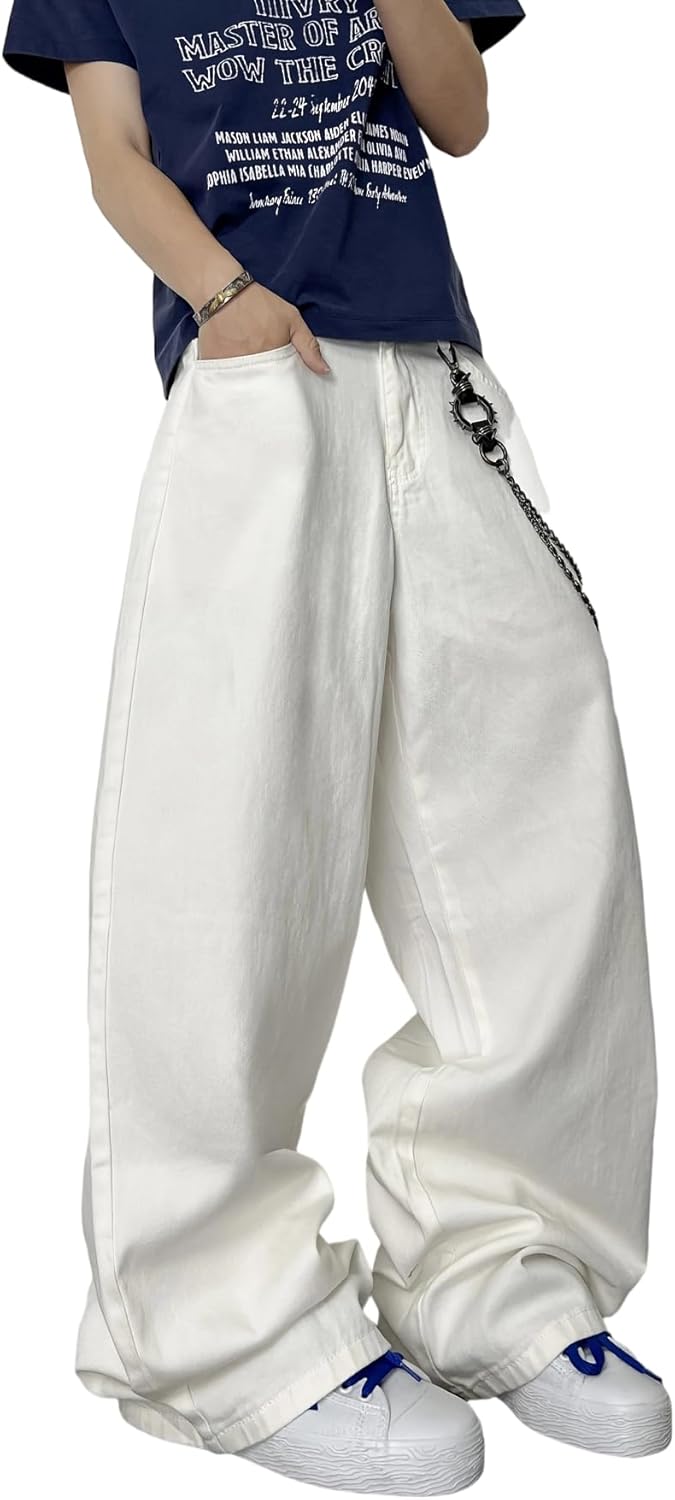 Thumbnail 6 de DFGIGT Men's Baggy Hip Hop Jeans Wide Leg Skater Denim Pants