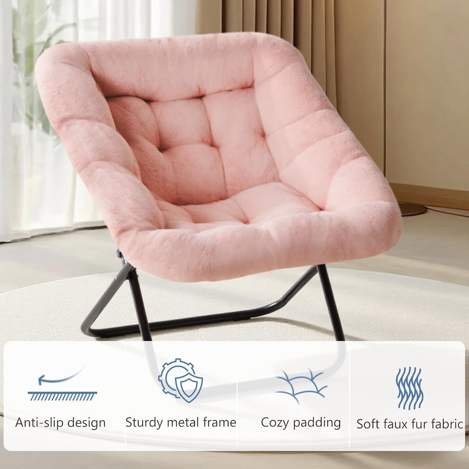 Detalle 1 de DUMOS Faux Fur Saucer Chair, Pink