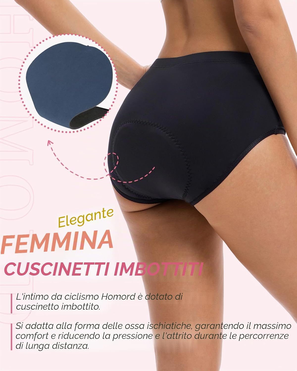 Detalle 2 de Homord Mutanda da Ciclismo da Donna Imbottita: intimo comodo e invisibile per pantaloncini da bici