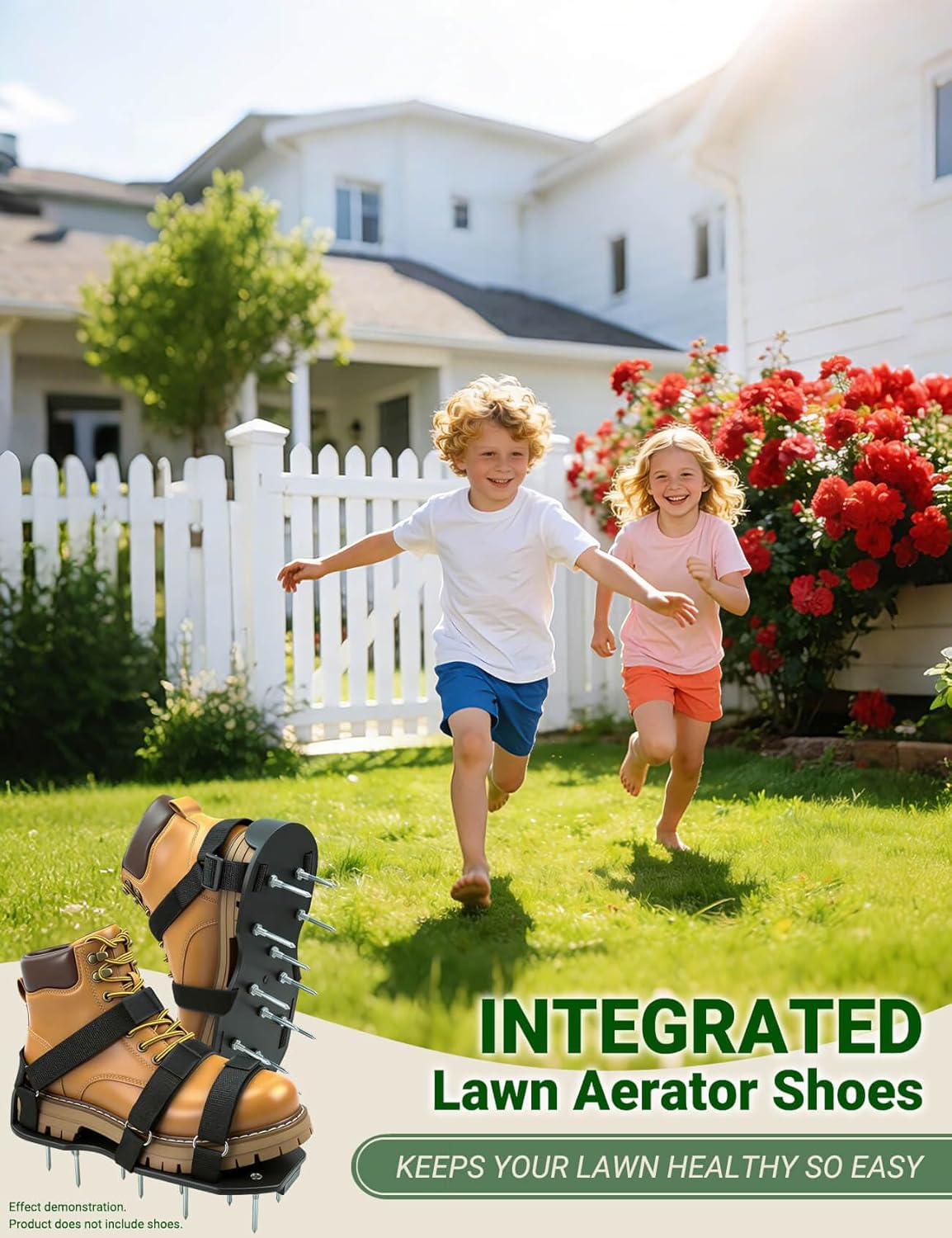 Detalle de Lawn Aerator Shoes for Grass — Pre-Assembled, Heavy-Duty Spiked Sandals with Dual-Strap Fit