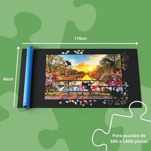 Detalle de Ravensburger Tapete Puzzle New Roll Your Puzzle Board: guarda rompecabezas de 300 a 1500 piezas con tubo enrollable