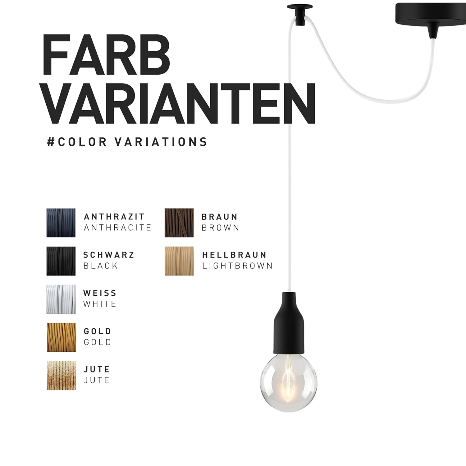 Thumbnail 6 de smartect Textilkabel Jute, Vintage Lampenkabel aus Stoff (50 Meter) – 3-adrig, 3 x 0,75 mm²