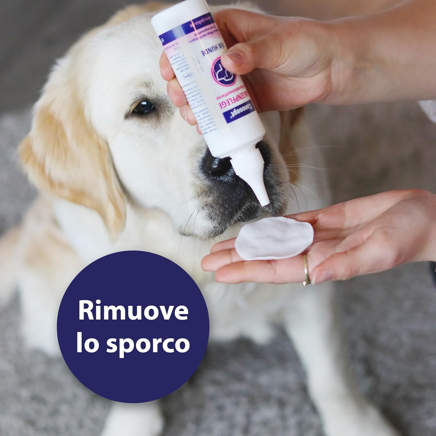 Detalle de Canosept Cura Occhi per Cani 120 ml – Detergente delicato per contorno occhi, rimuove lacrime e impurità