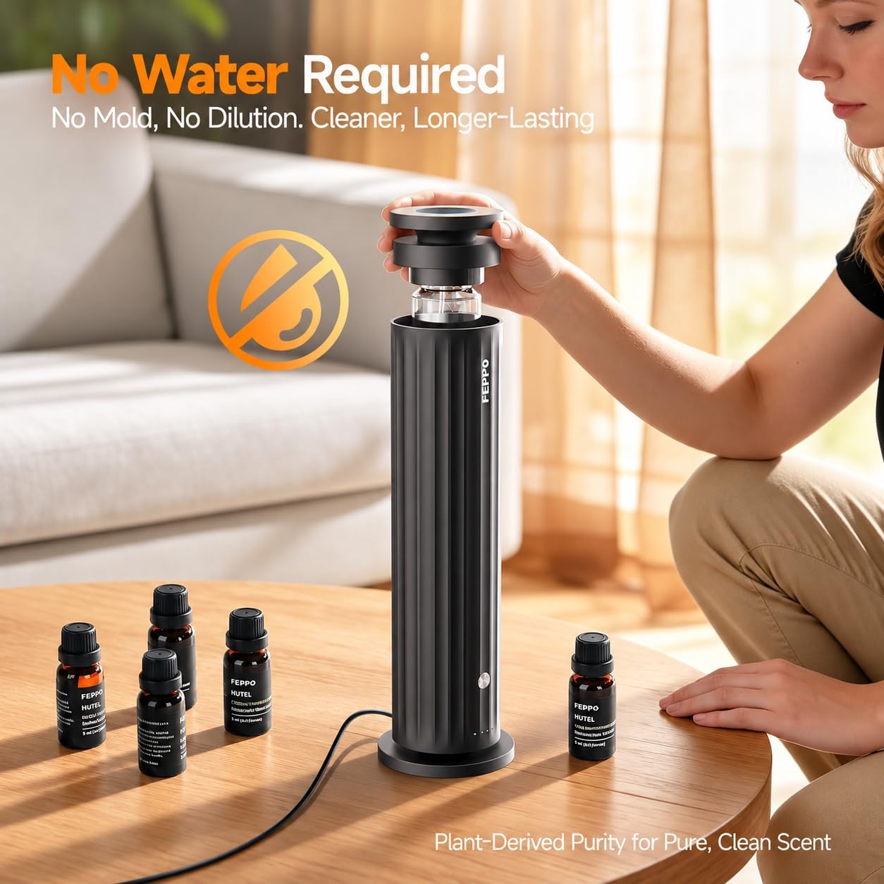 Detalle de FEPPO Waterless Diffuser with 5 × 20 mL Oils