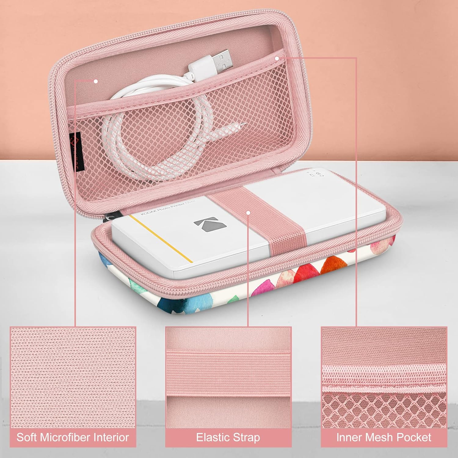 Thumbnail 3 de FINTIE Hartschalen-Tasche für Kodak Fotodrucker (Kodak Mini 2 Retro/Step/Mini 2 HD/Smile/Printomatic) – passend mit Innenfach