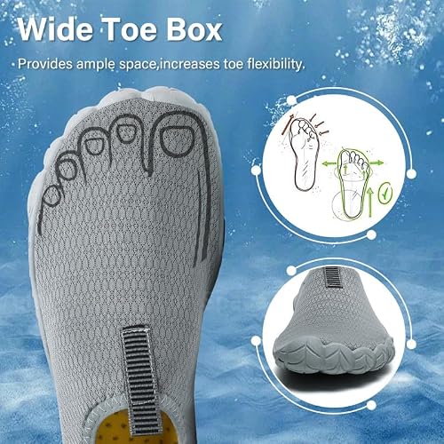 Detalle 2 de Ziitop Unisex Zapatos Descalzos Barefoot para Playa y Actividades Acuáticas – Gris 43EU