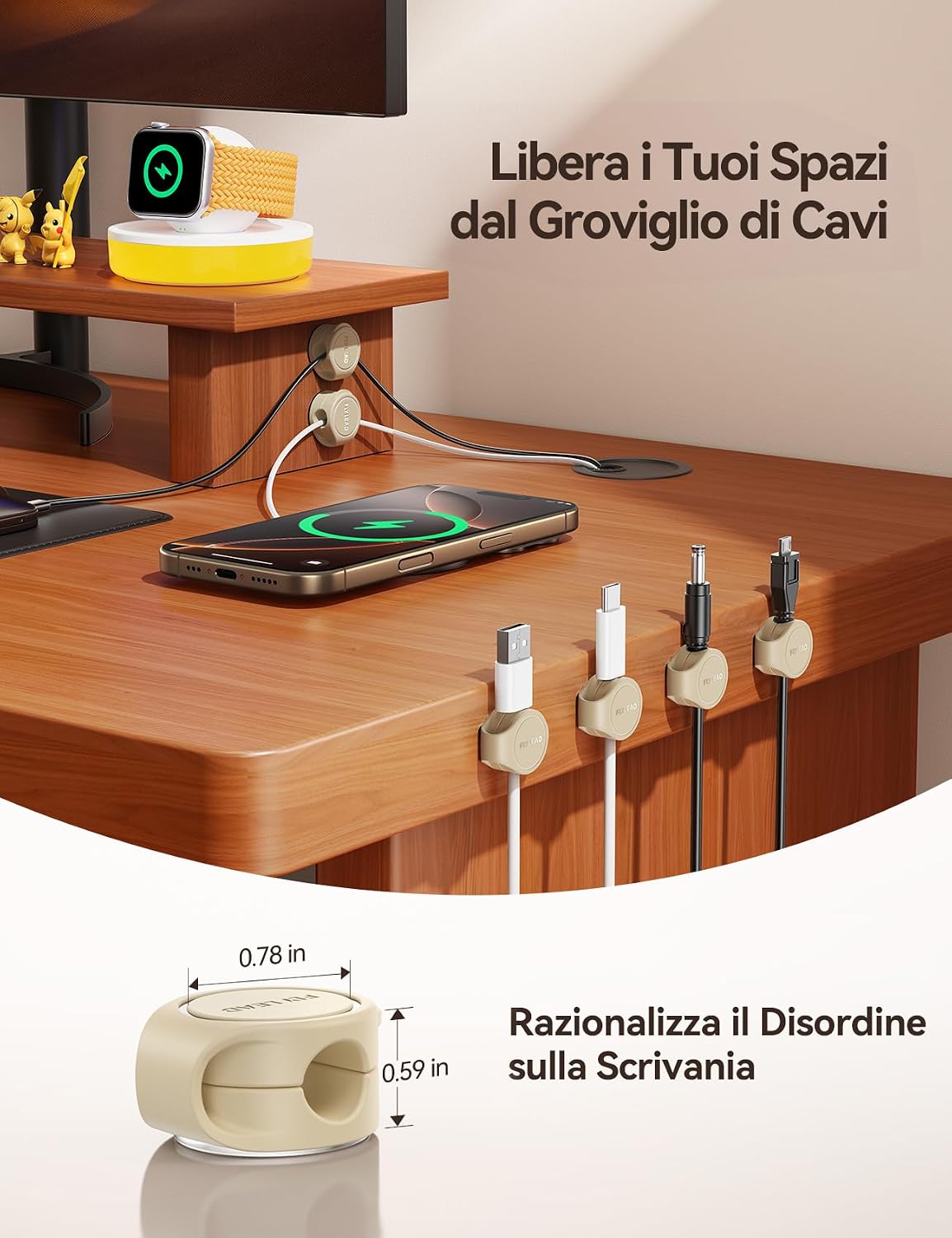Thumbnail 5 de FLYLEAD 8 Pezzi Organizzatore Cavi in Silicone